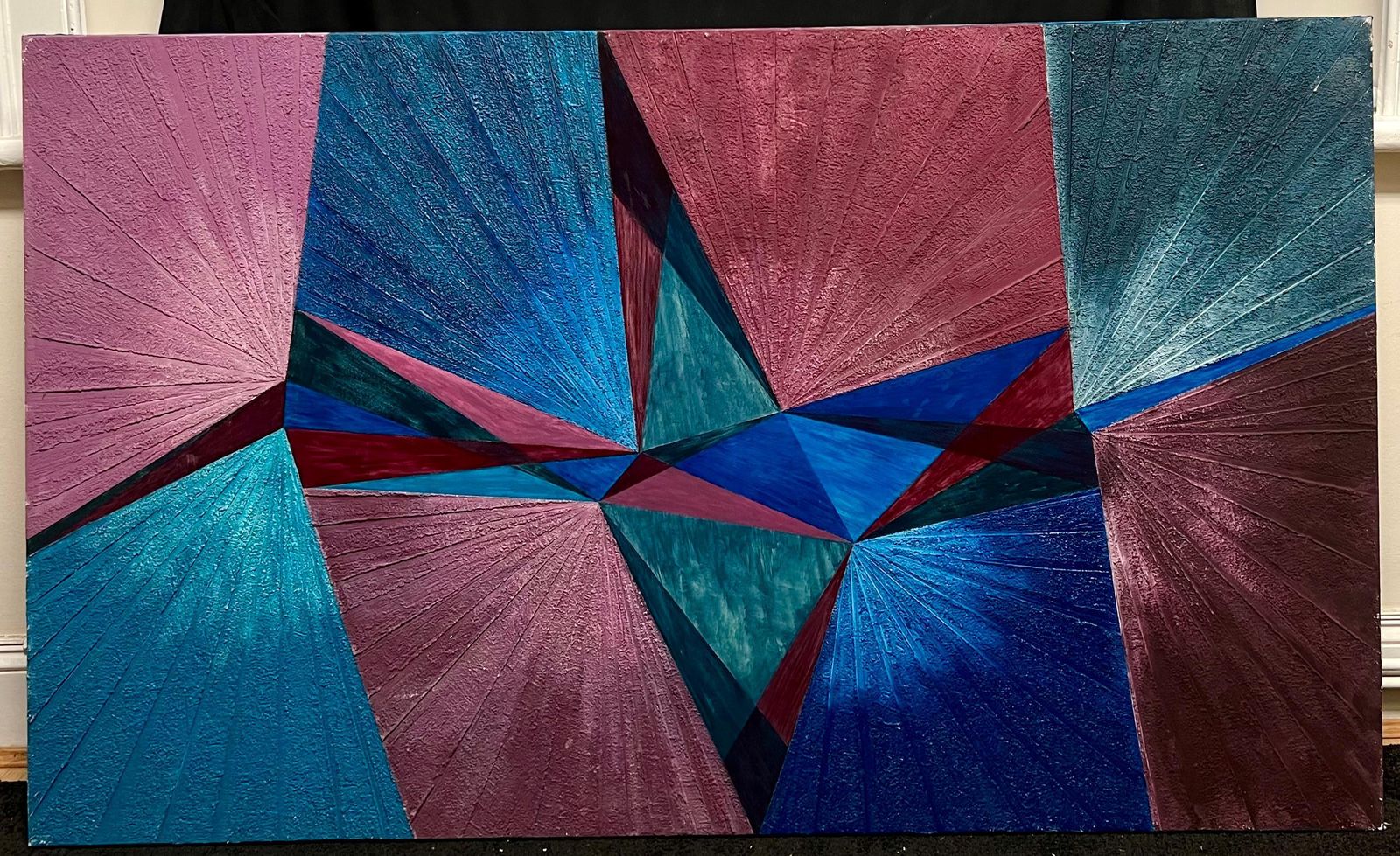 Hermine Royhuge French Contemporary Abstract Expressionist Painting In Bold Blues & Pinks2012 photo furniture