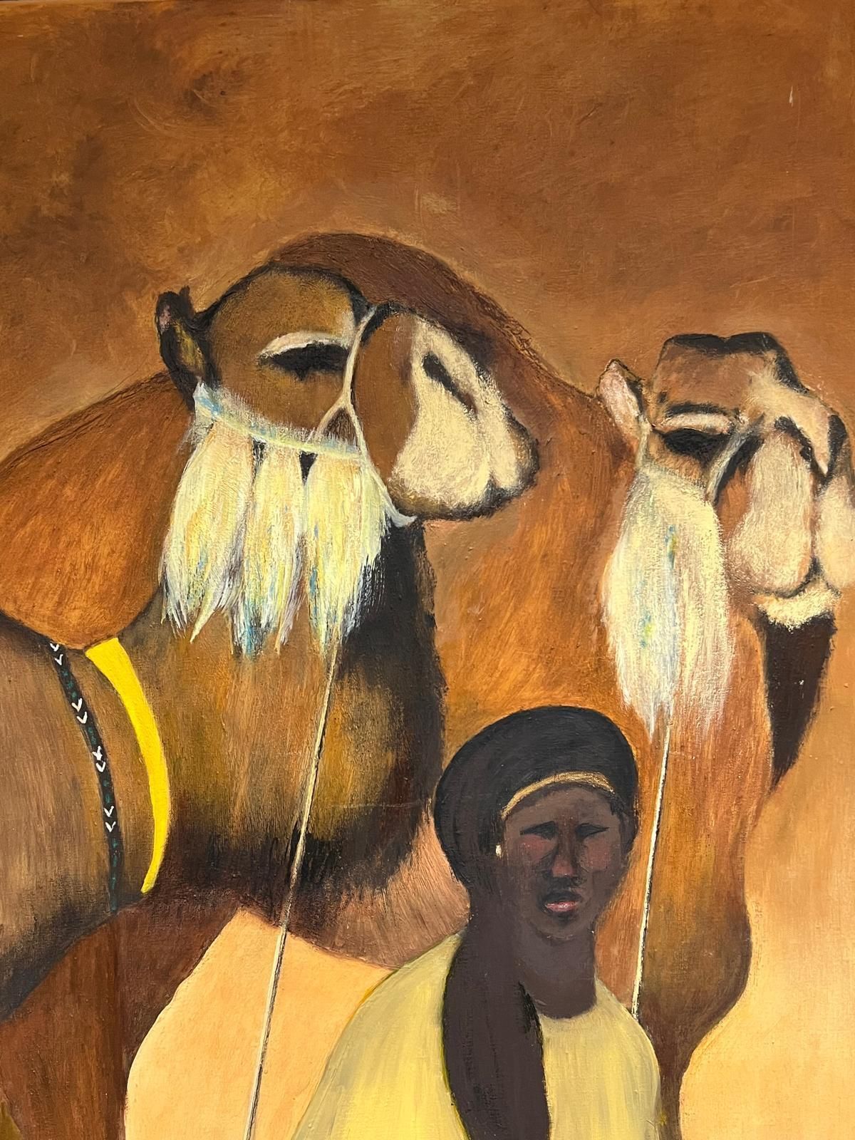 French Schoolthe Camel Keeper & His Majestic Herd Oil Painting French Orientalist Huge Oil photo furniture
