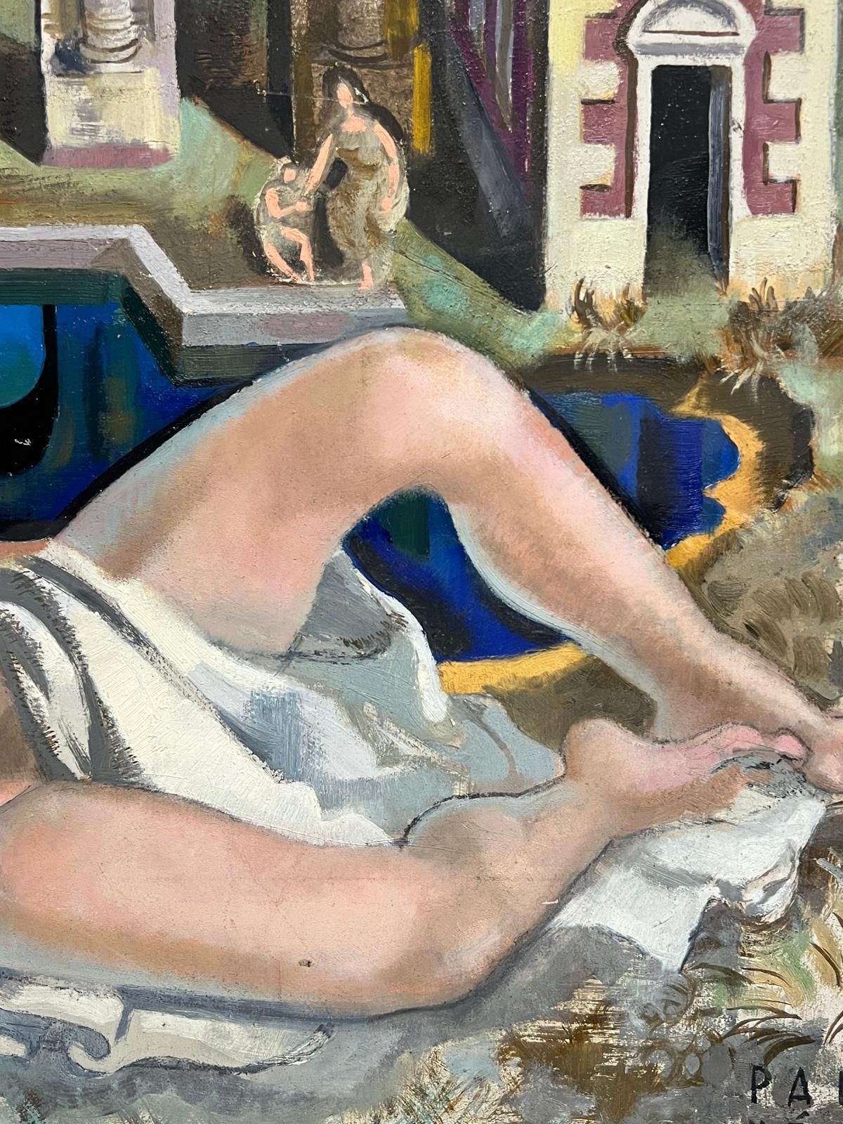 French Schoolhuge 1950's French Nude Venus In Classical Architectural Dreamscape Mythical1950's photo Art