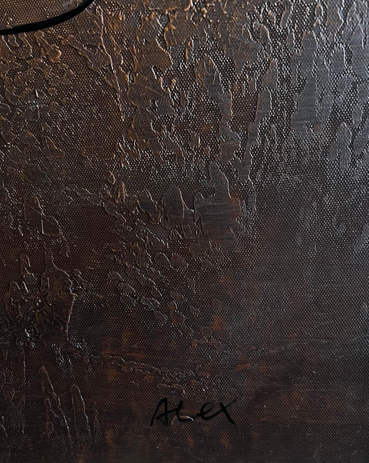 French Schoolhuge Contemporary Abstract Landscape With Gold Brown Earth Tones Oil Painting photo buy