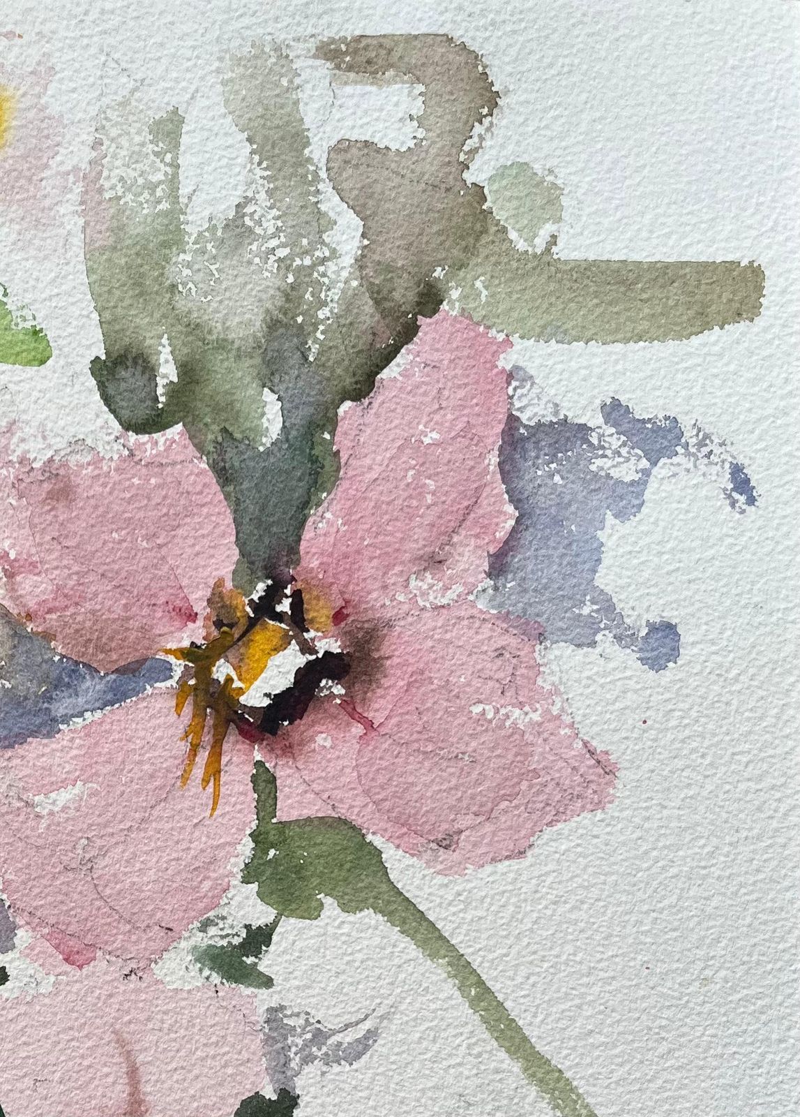 Anthony Averybritish Impressionist Watercolor Of A Loose Floral Arrangement Of Pink Blooms photo for sale