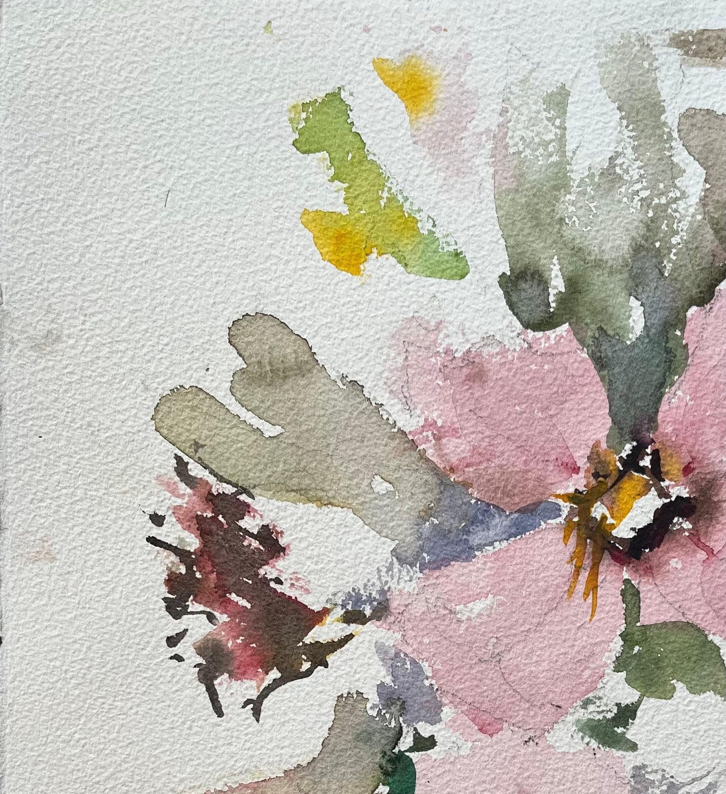 Anthony Averybritish Impressionist Watercolor Of A Loose Floral Arrangement Of Pink Blooms photo Art
