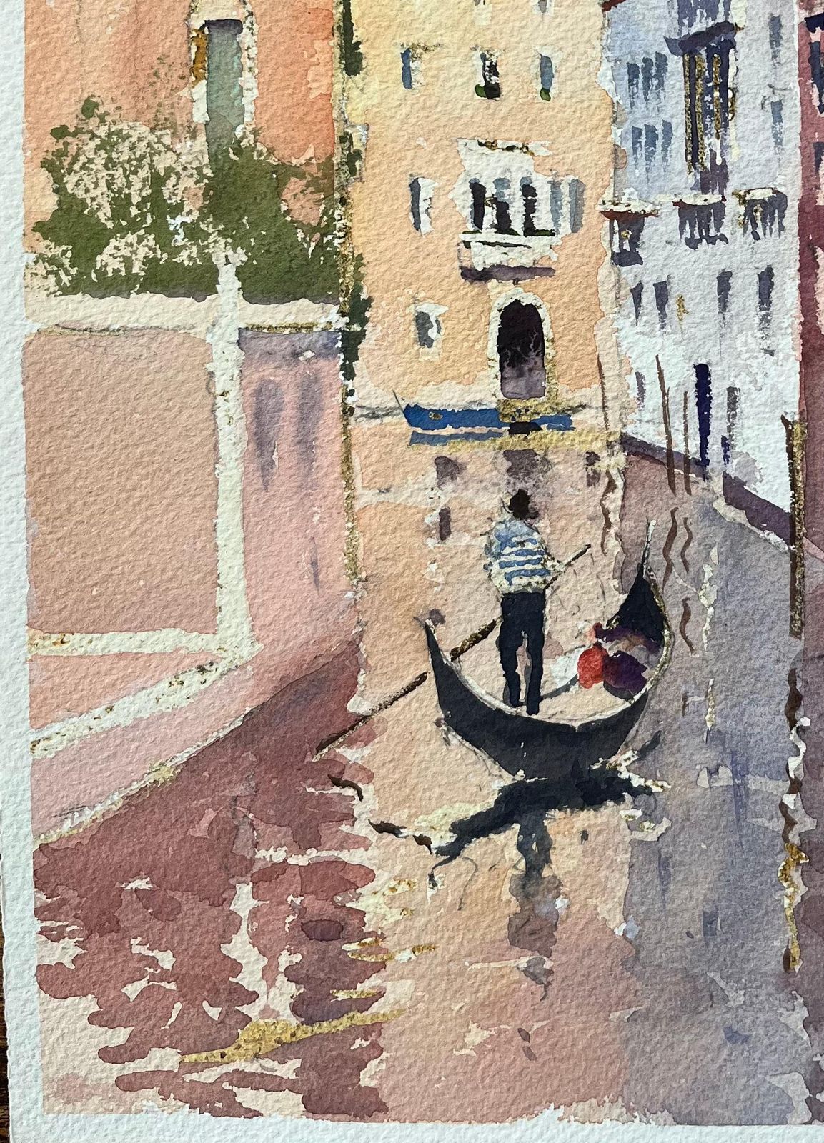 Anthony Averybritish Impressionist Watercolor Of Venetian Scene Of A Gondola A Tranquil Canal photo for sale