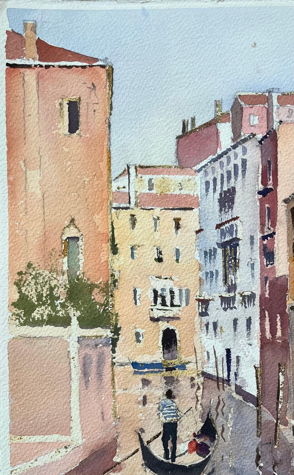 Anthony Averybritish Impressionist Watercolor Of Venetian Scene Of A Gondola A Tranquil Canal photo vinterior
