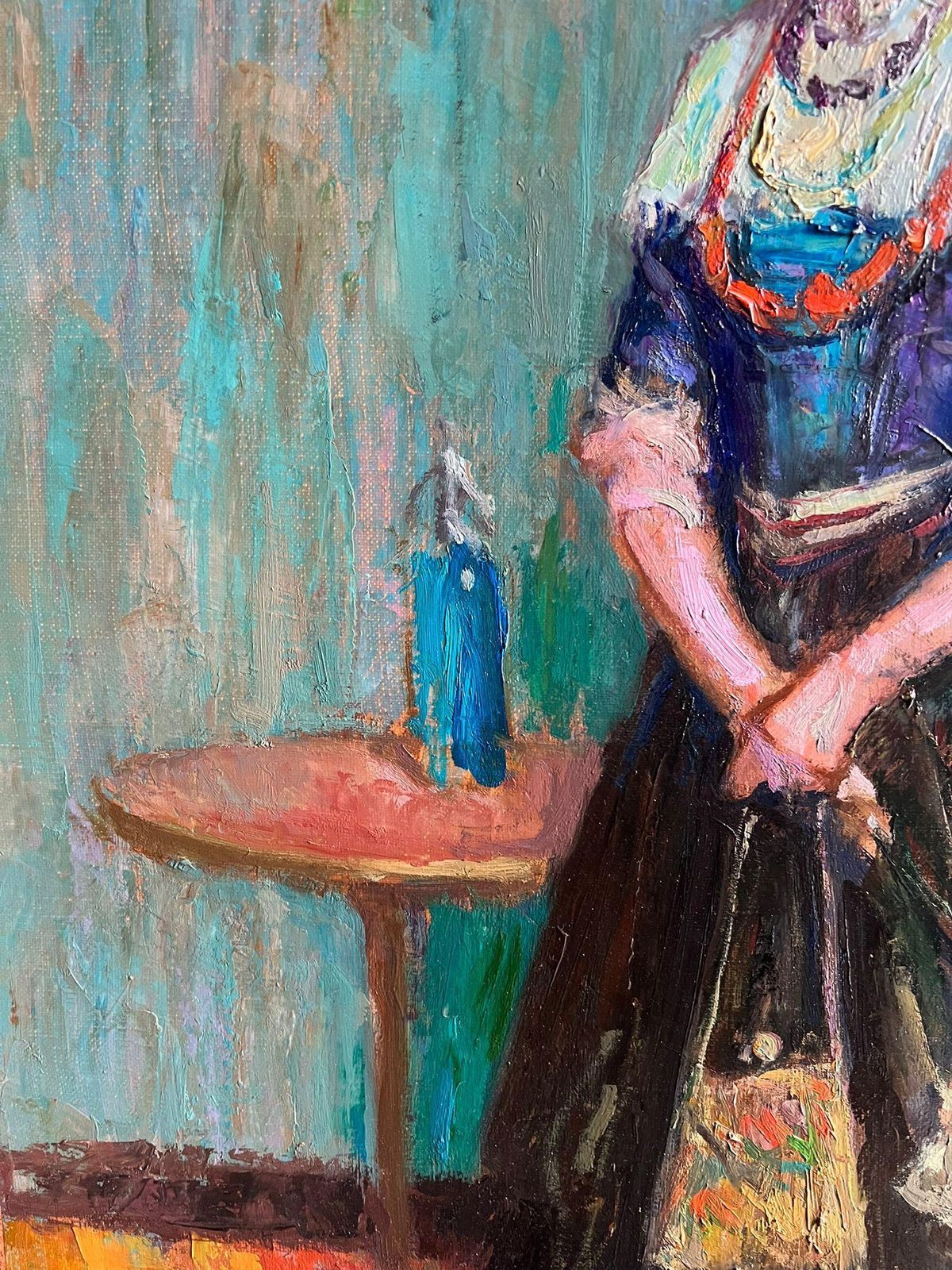 Pio Santinifine French Impressionist Oil Painting Portrait Elegant Lady With Parasol photo vinterior