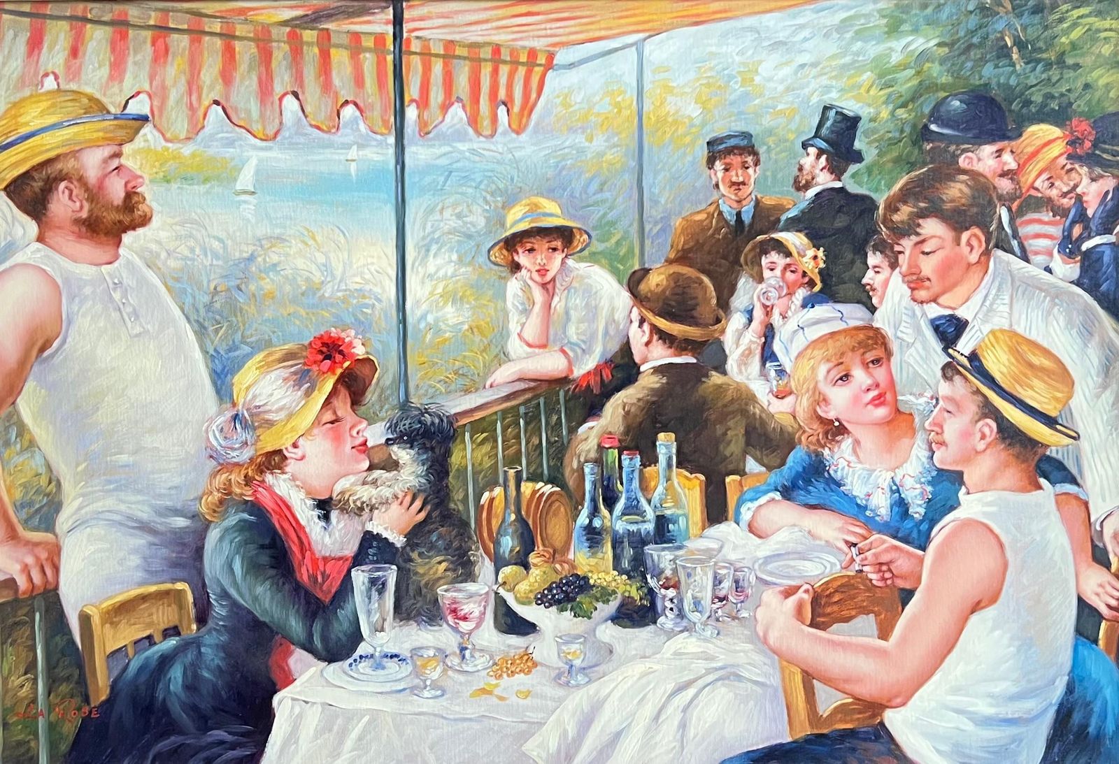 Very Large French Impressionist Signed Oil Painting Luncheon Of The Boat Party photo furniture