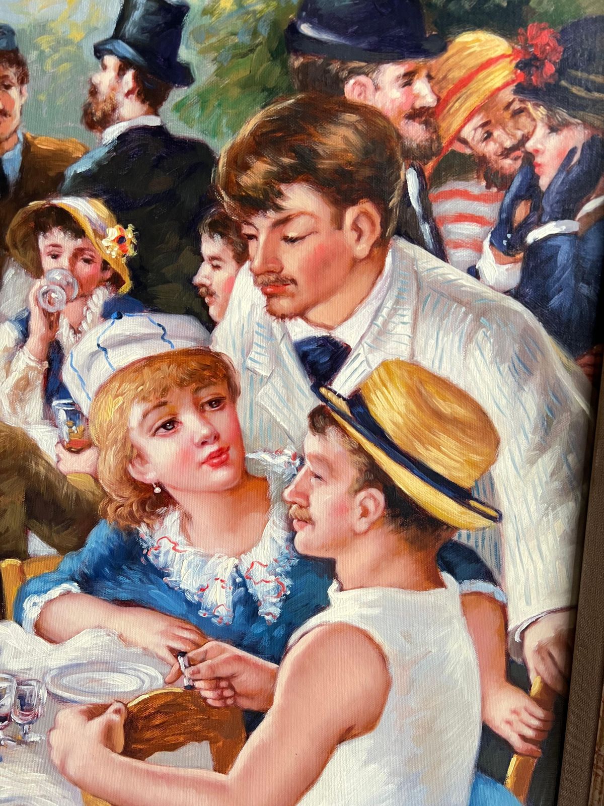 Very Large French Impressionist Signed Oil Painting Luncheon Of The Boat Party photo 2036.0