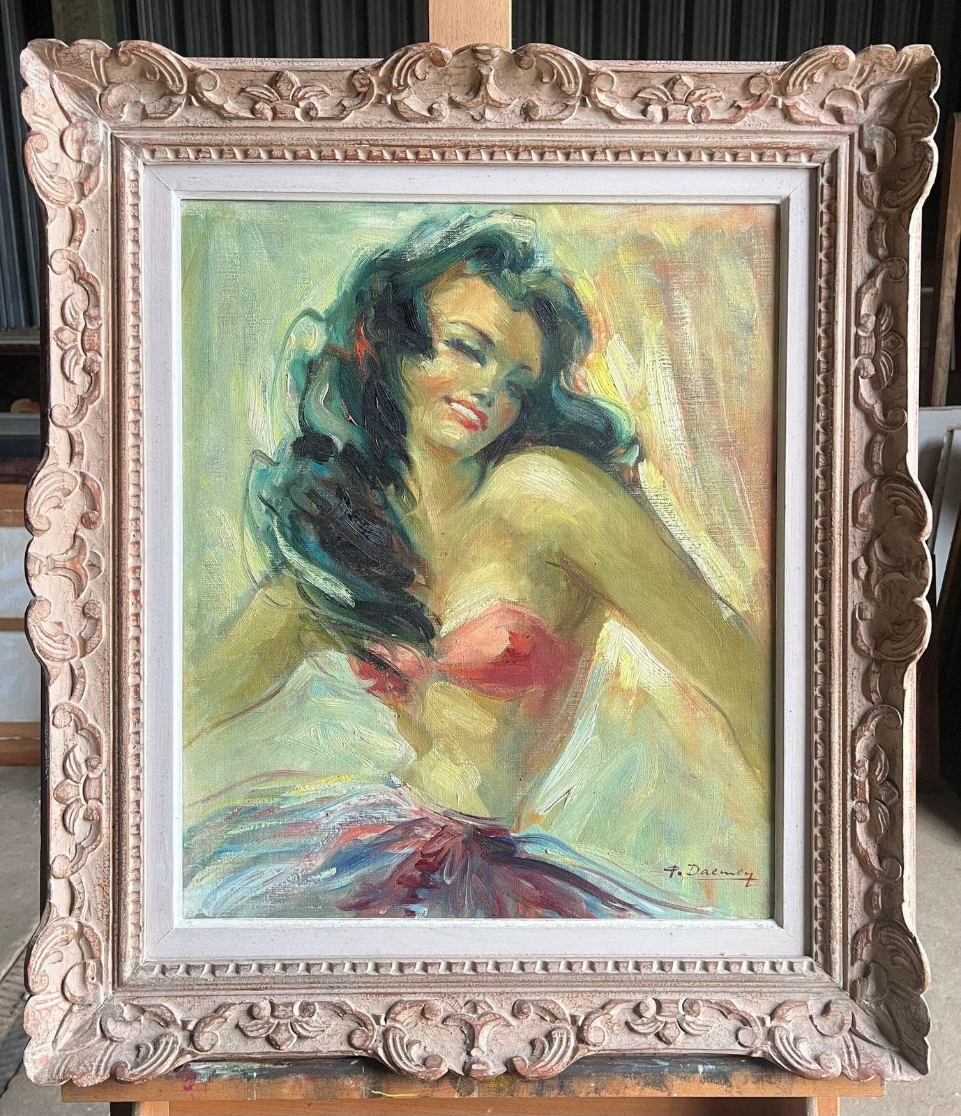 French Schoolmid Century French Impressionist Portrait Of A Woman Dancing In Vibrant Colors1950's