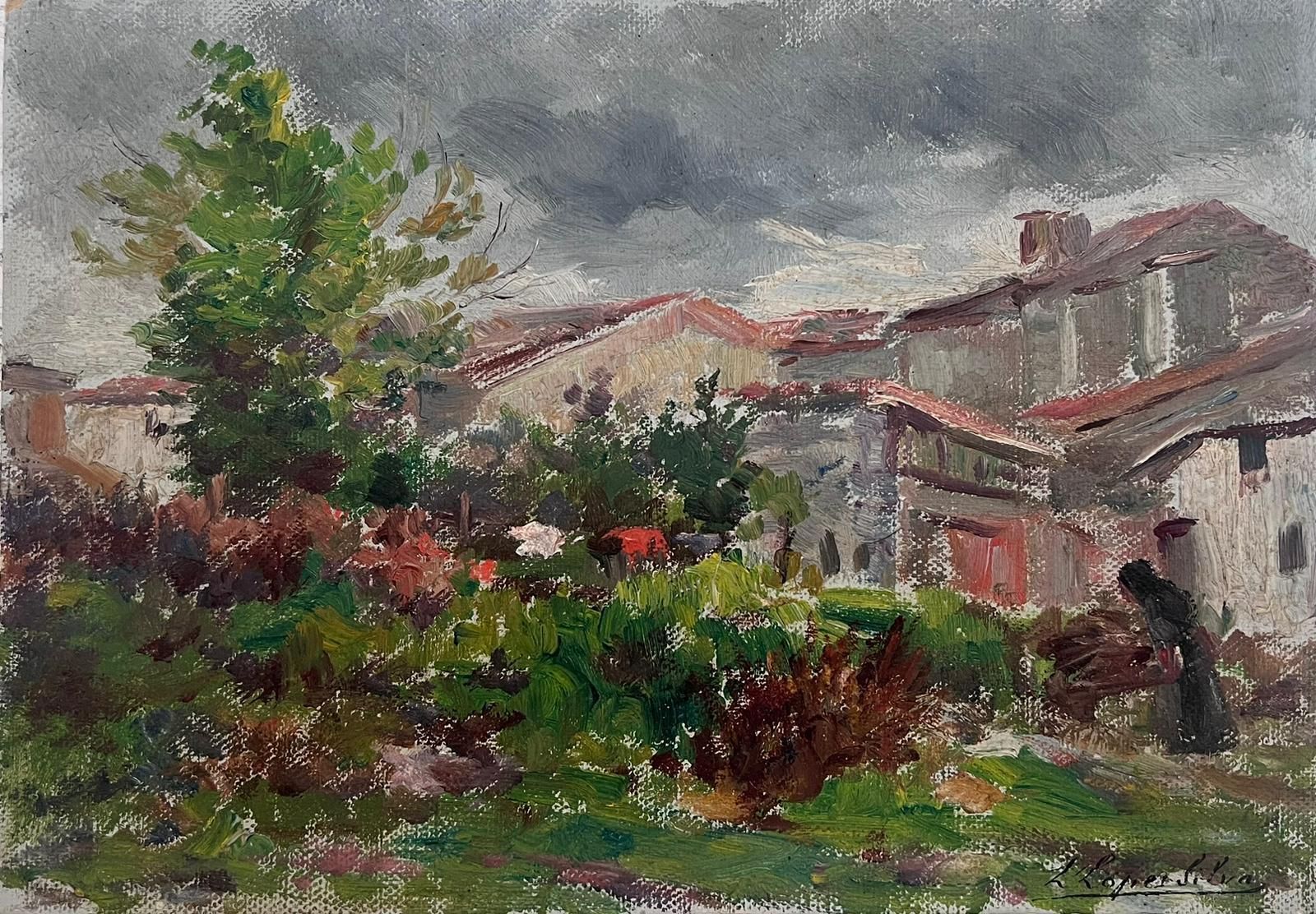 French School Rustic Countryside Village Scene With Green Garden And Country Village Landscape