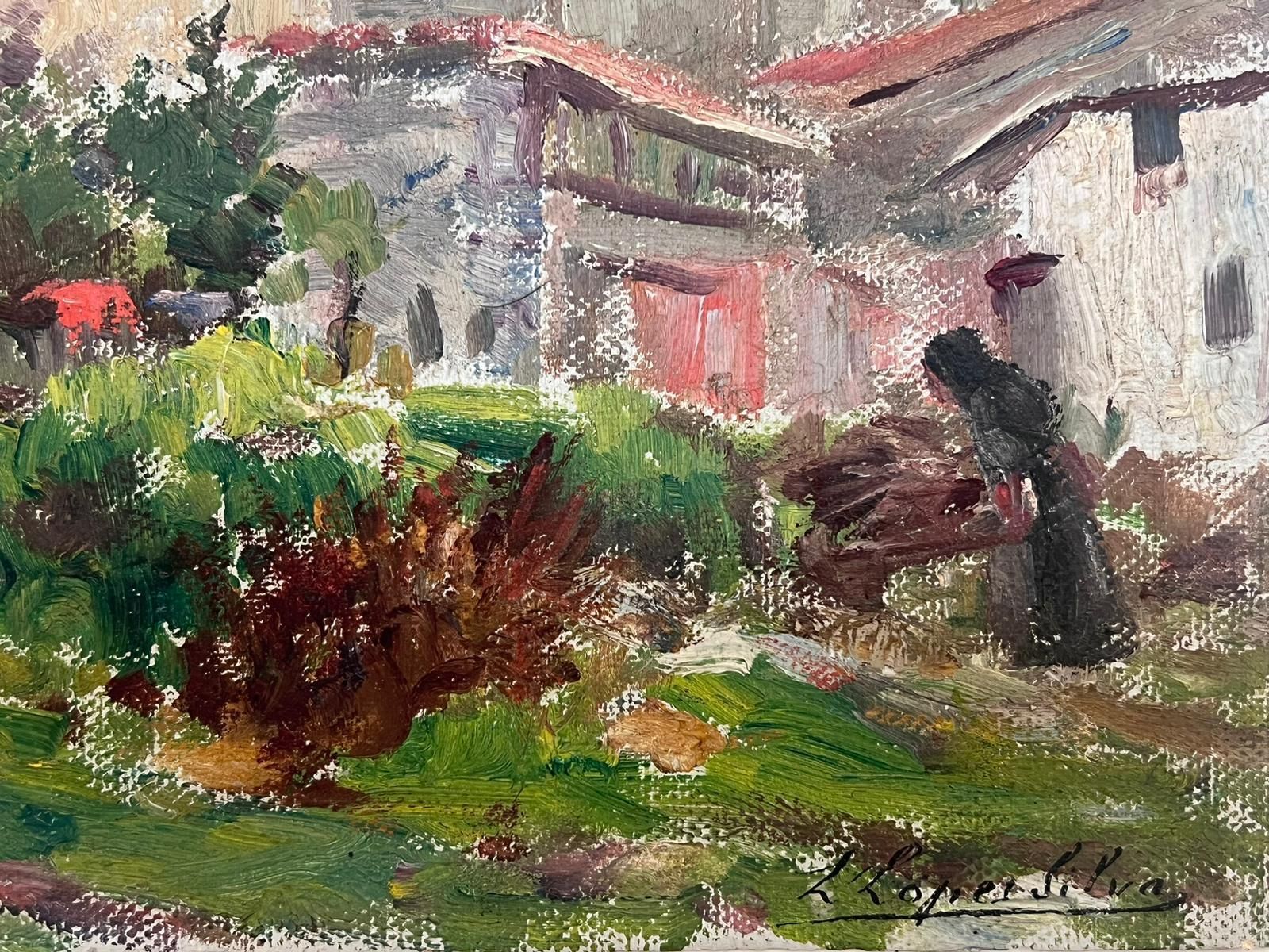 French School Rustic Countryside Village Scene With Green Garden And Country Village Landscape photo furniture