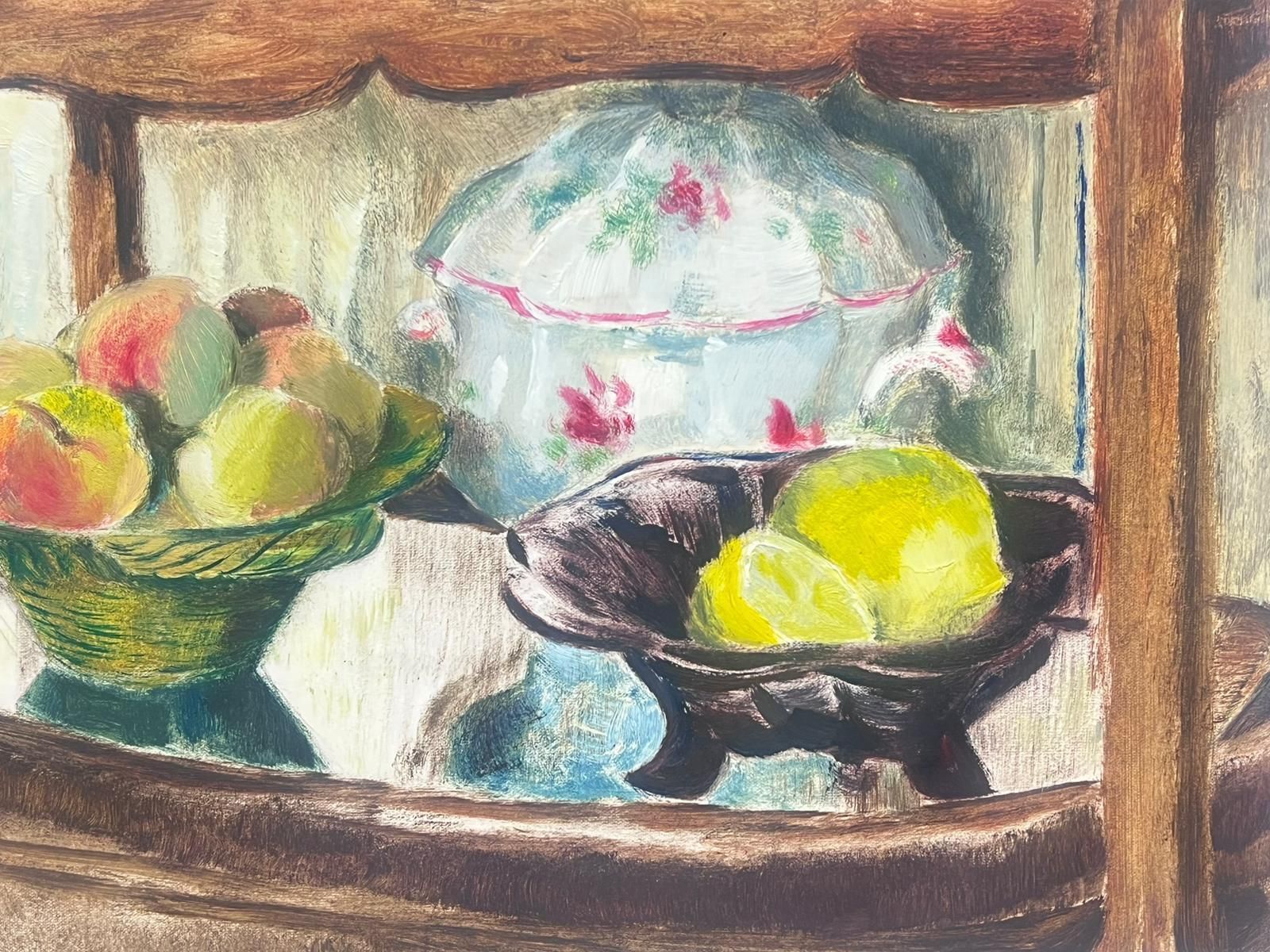 Josine Vignon1950s French Charming Still Life Of Fruit And China On A Shelved Display1950s photo 382.0