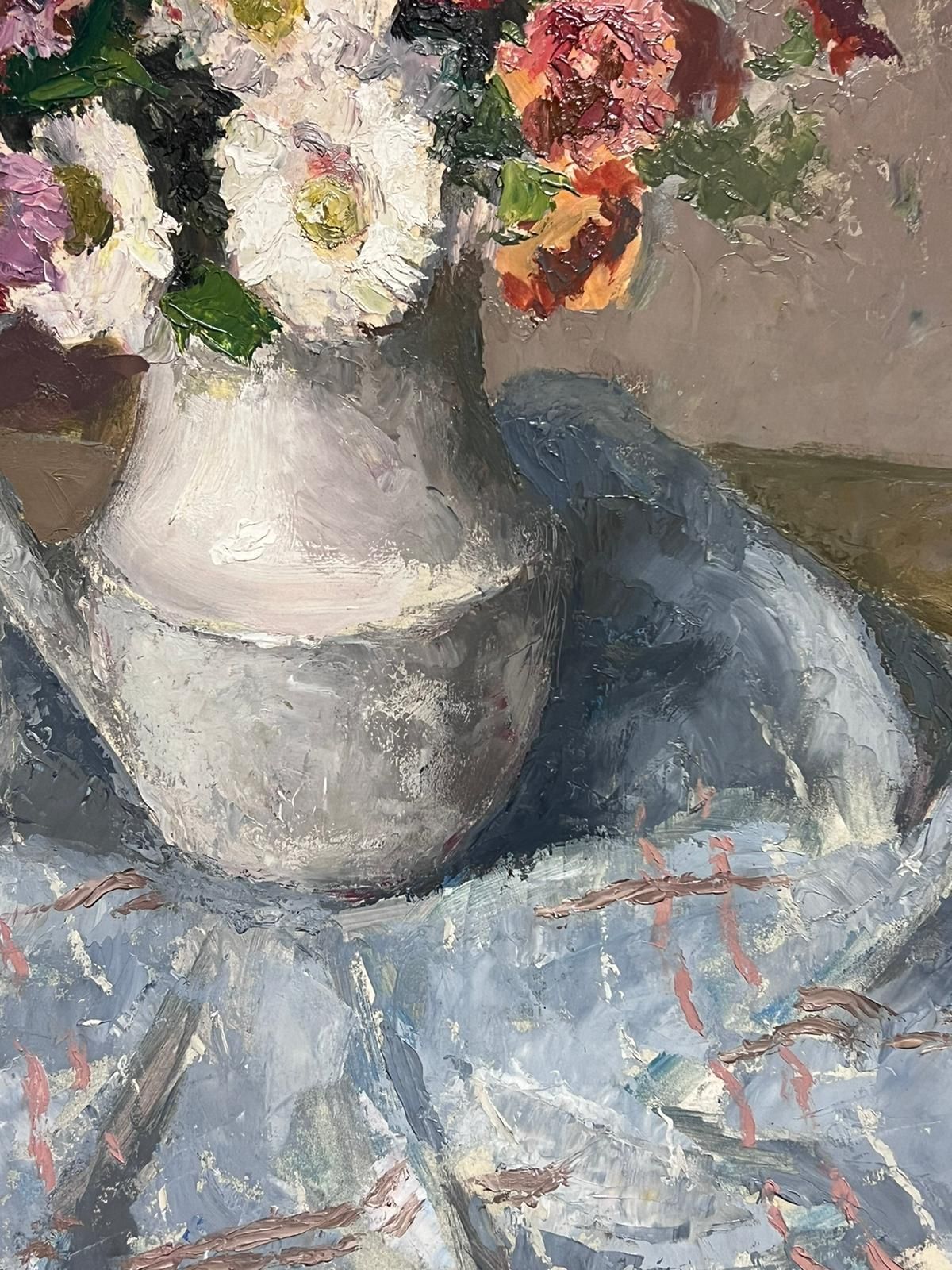 Lucien Martial French Vibrant Floral Still Life In Jug Mid 20th Century Oil Painting photo for sale