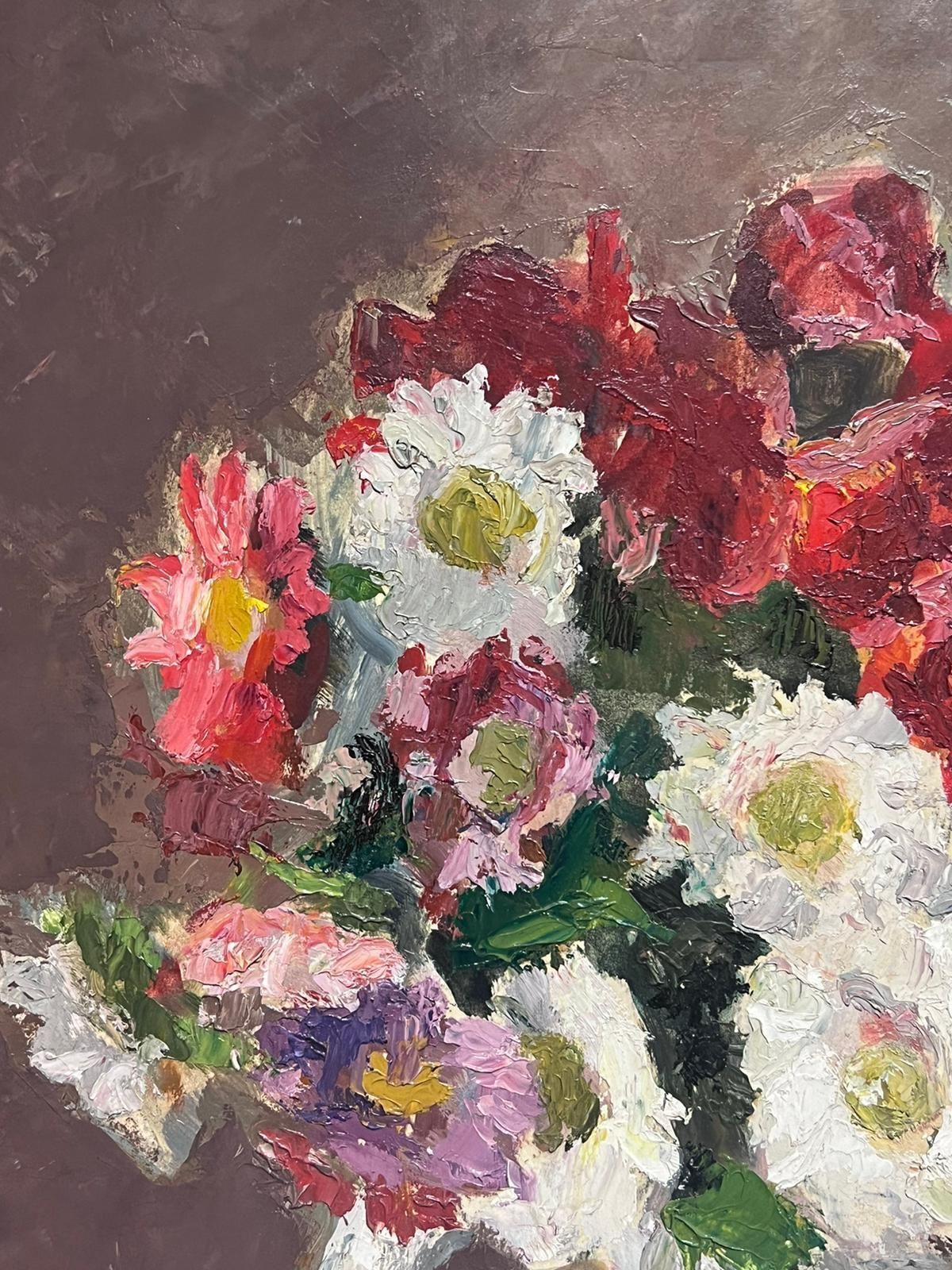 Lucien Martial French Vibrant Floral Still Life In Jug Mid 20th Century Oil Painting photo vintage