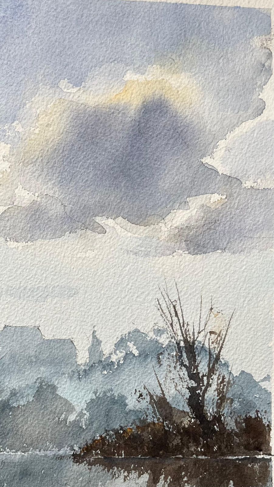 Anthony Averybritish Impressionist Watercolor Of Misty Riverside With Church Reflection photo Art