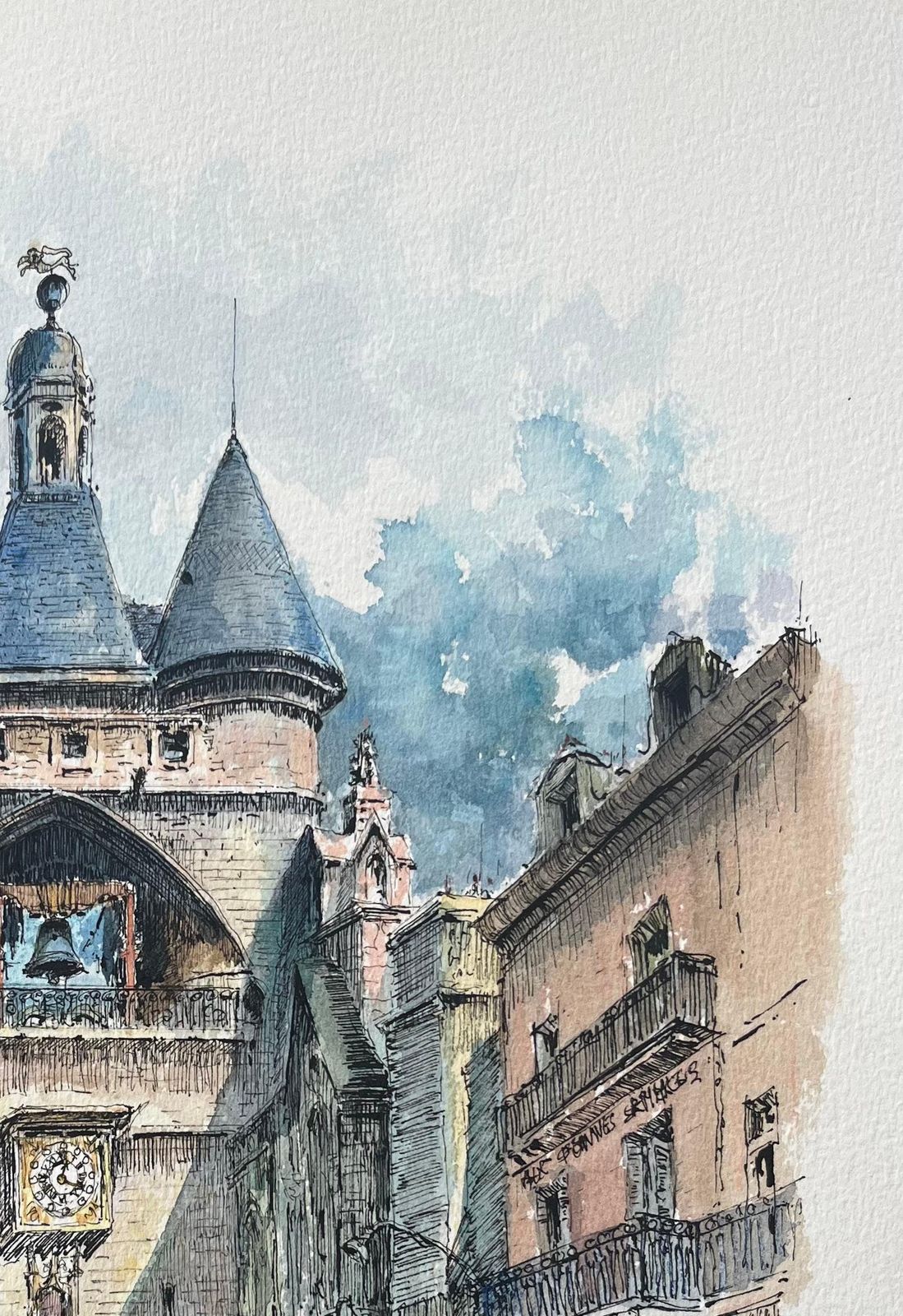 Robert Lepine (1929   2017)french Watercolor Of "La Grosse Cloche, Bordeaux" With Architectural Detailing20th Century photo 390.0