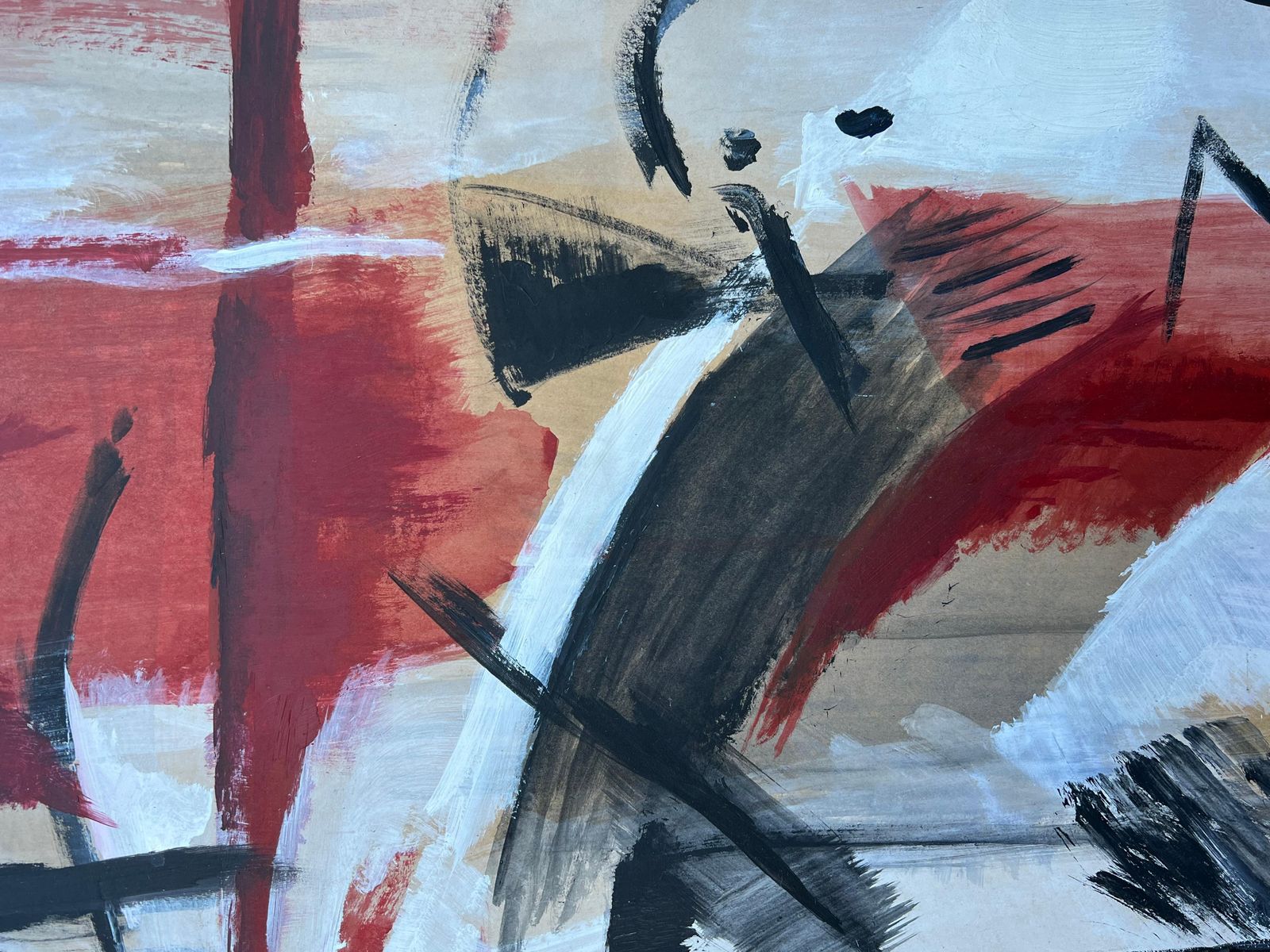 Marie Deloume (French Born 1942)huge French 20th Century Black Red & White Bold Abstract Expression Painting1982 photo vinterior