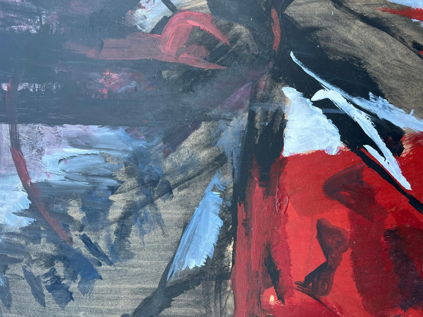 photo furniture Marie Deloume (French Born 1942)huge French 20th Century Black Red & White Bold Abstract Expression Painting1982