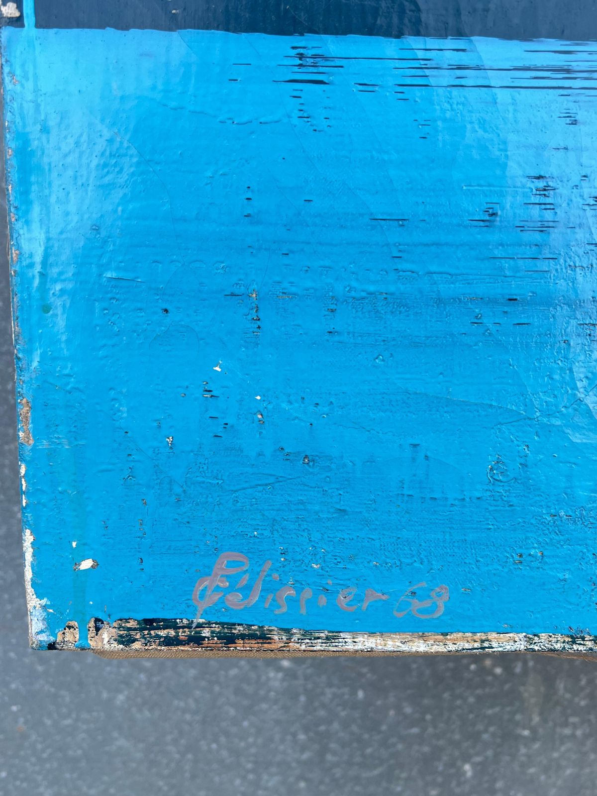 Gilbert Pelissier1960's French Huge Abstract Painting Layers Blue Abstract Textural Composition1968 photo vintage