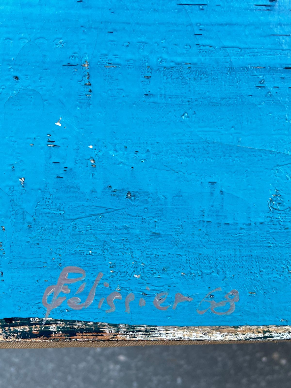 photo furniture Gilbert Pelissier1960's French Huge Abstract Painting Layers Blue Abstract Textural Composition1968