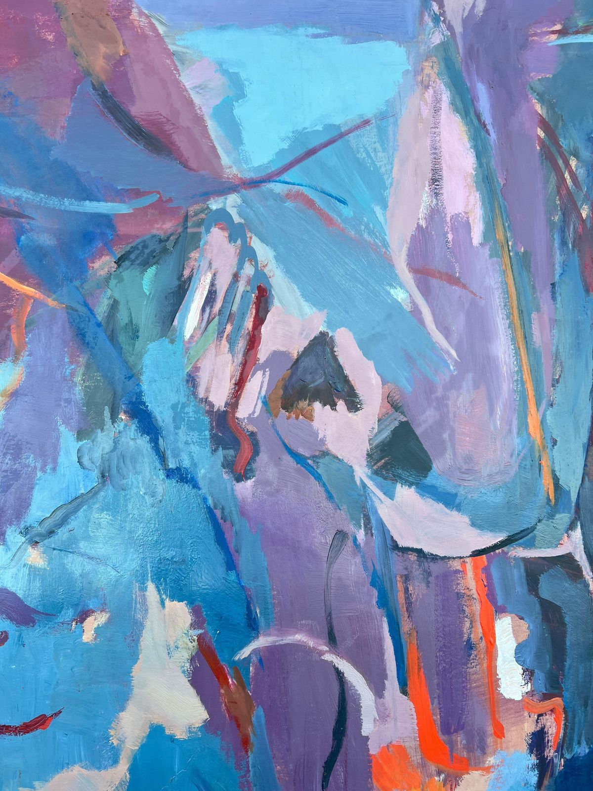 Marie Deloume (French Born 1942)huge French 20th Century Blue & Purple Abstract Expressionist Painting photo Art