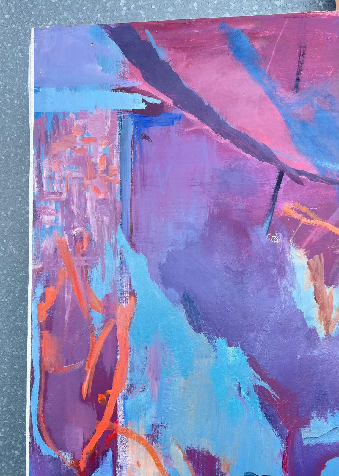 Marie Deloume (French Born 1942)huge French 20th Century Blue & Purple Abstract Expressionist Painting photo 2493.0