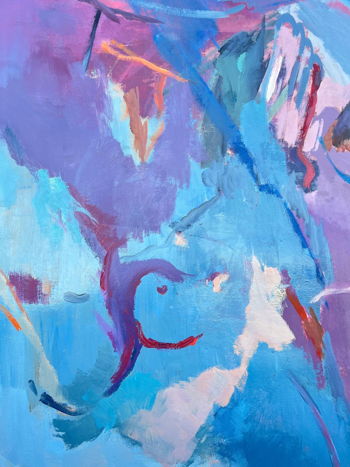 Marie Deloume (French Born 1942)huge French 20th Century Blue & Purple Abstract Expressionist Painting photo vinterior