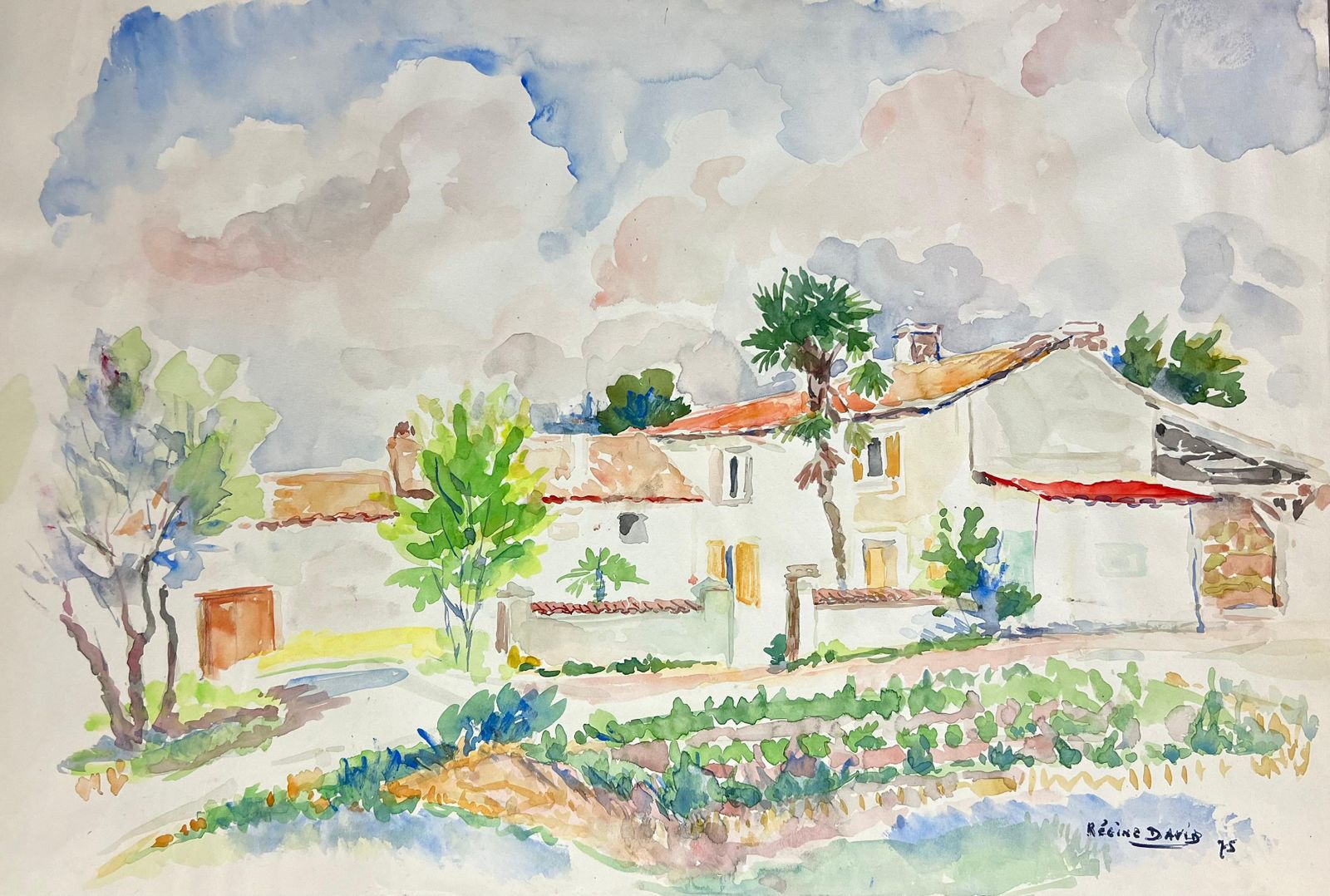 Regine Davidsunny Provençal Countryside A Light Filled Watercolor Of A Rural French Home1975 photo furniture