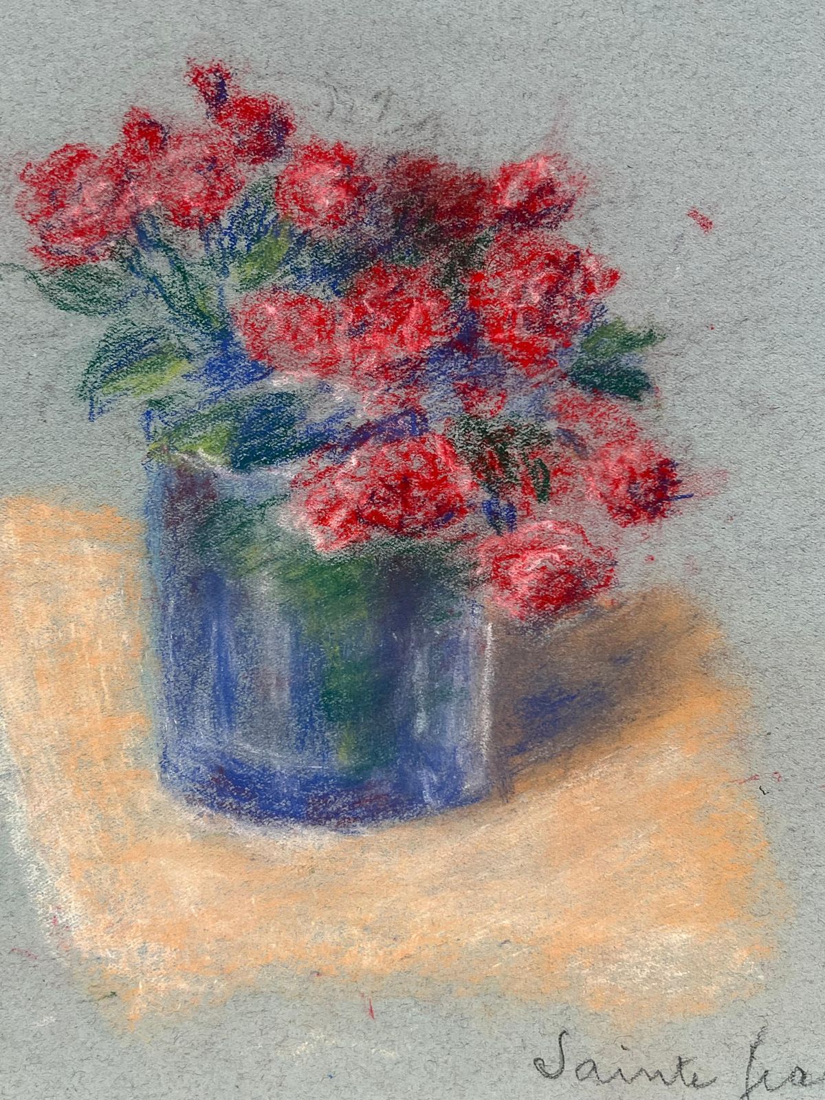 Regine Davidmid 20th Century French Delicate Still Life Of Red Flowers In A Glass Vase1946 photo 280.0