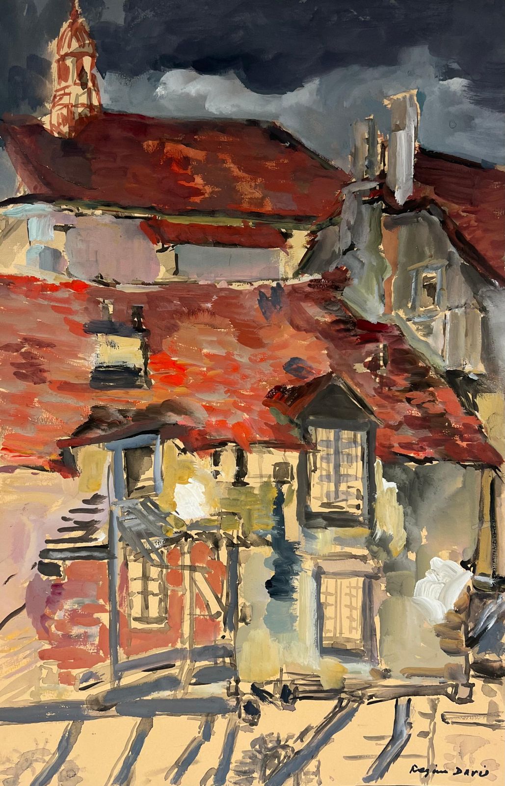 Regine Davidstormy Rooftops A Dramatic View Of Red Tiled Roofs Under A Dark Sky1975