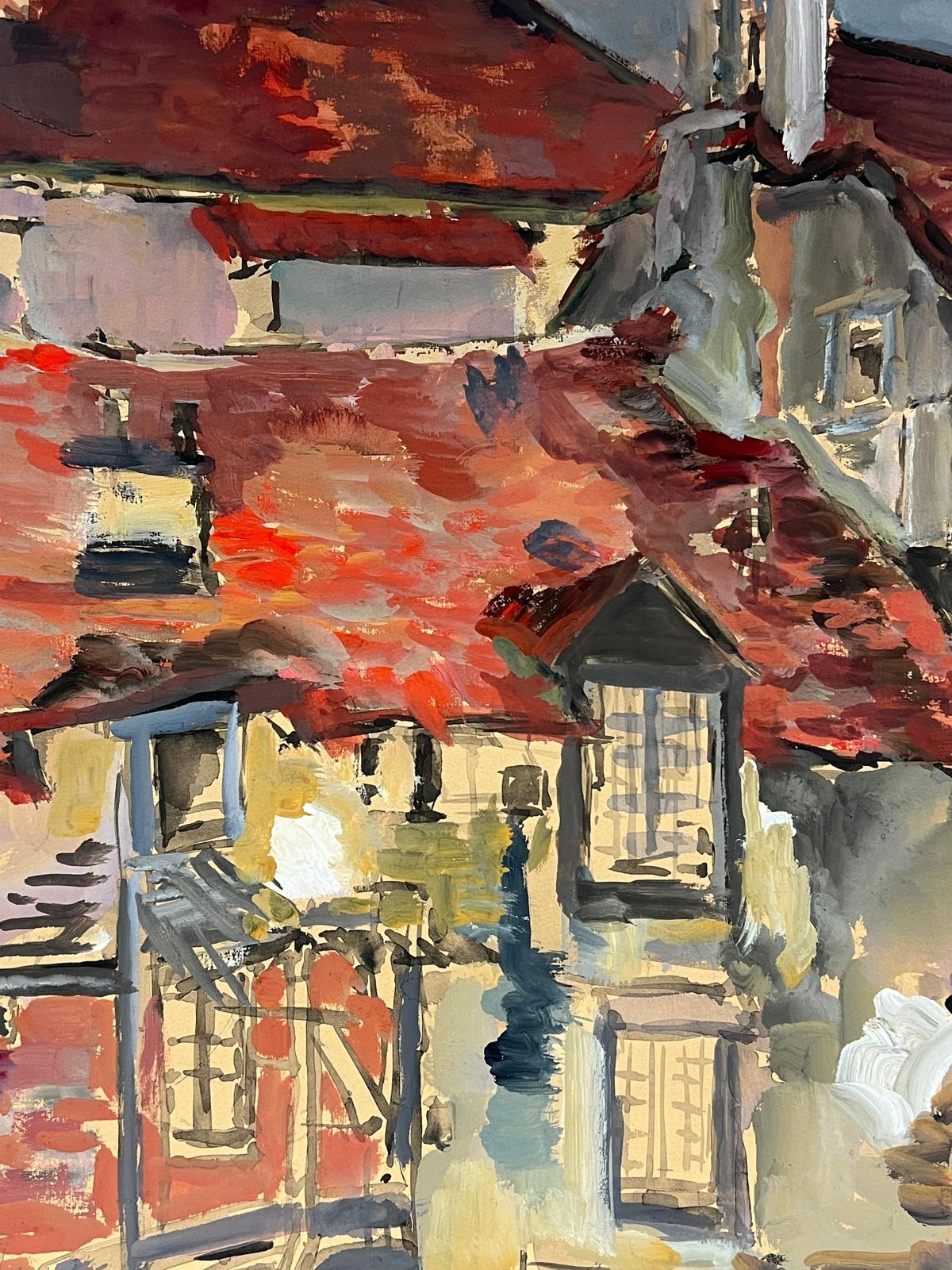 Regine Davidstormy Rooftops A Dramatic View Of Red Tiled Roofs Under A Dark Sky1975 photo Art