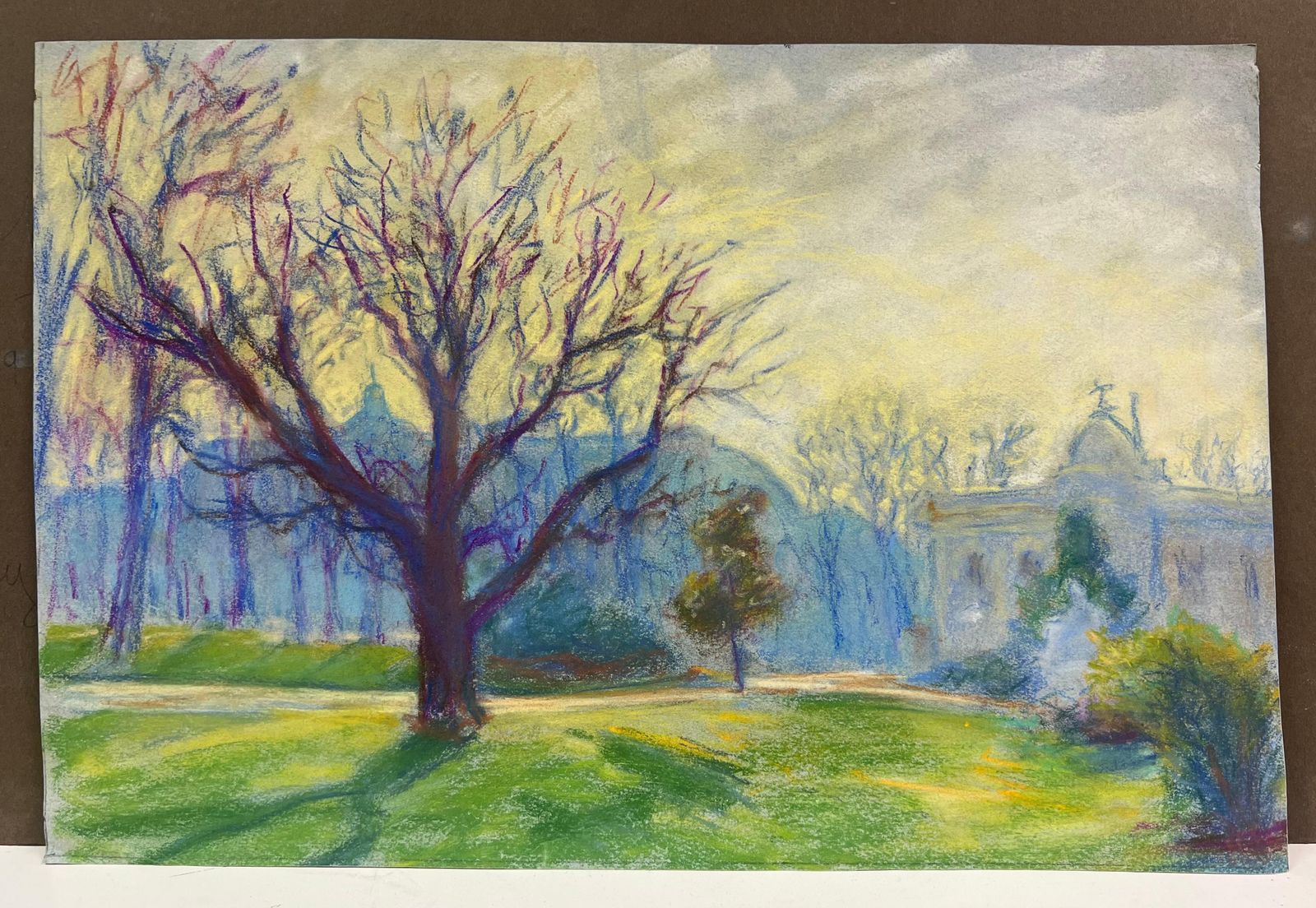 Regine Davidmid 20th Century French Winter Sunlight In The Park Landscape Of Bare Trees1975 photo furniture