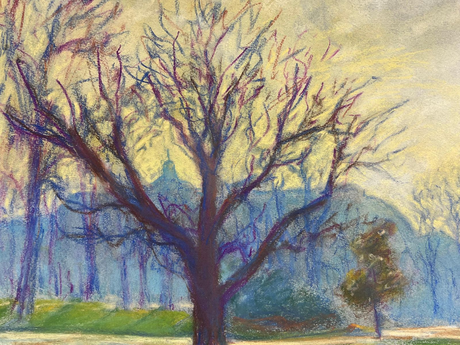Regine Davidmid 20th Century French Winter Sunlight In The Park Landscape Of Bare Trees1975 photo Art