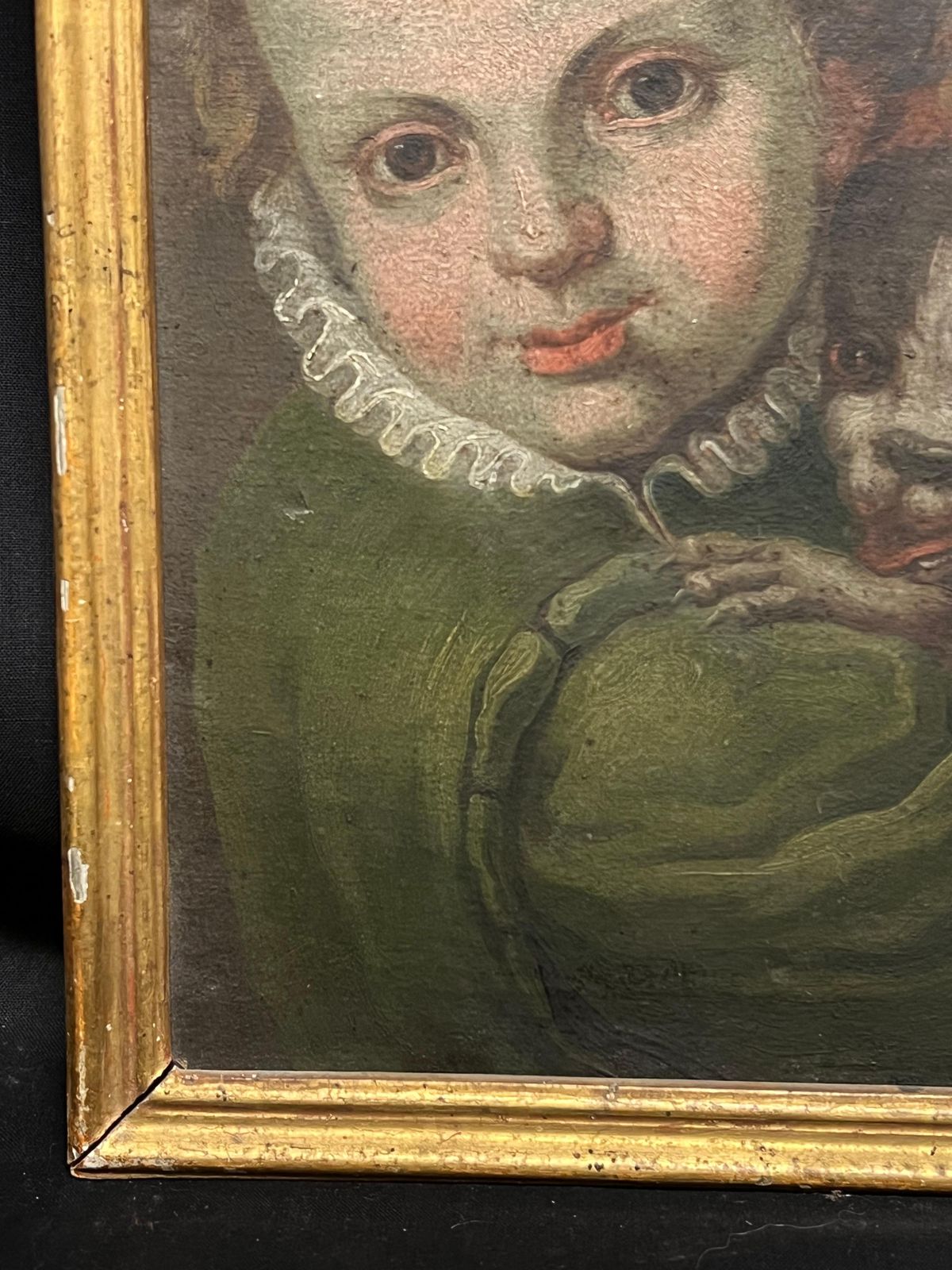 Fine 1600's Italian Baroque Master Portrait Of Child With Pet Dog Oil Painting1600's photo 2320.0