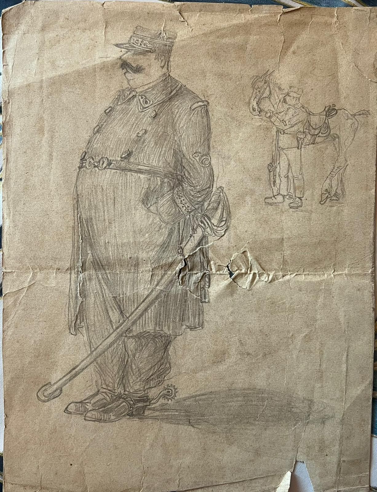 French Schoolportrait Of A Distinguished Military Officer In Uniform Sketch photo furniture