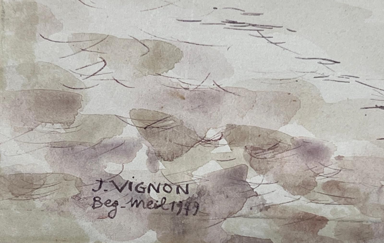 Josine Vignonbeach Scene With Figures Enjoying The Shoreline Gentle Waves Sailing Boats1950s photo Art