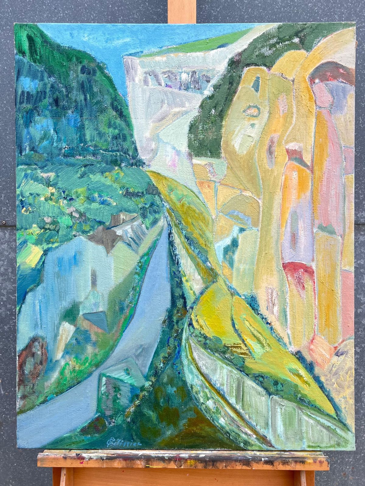 Gilbert Pelissierlarge French 20th Century Abstract Landscape Gorges De Verdon Provence photo furniture