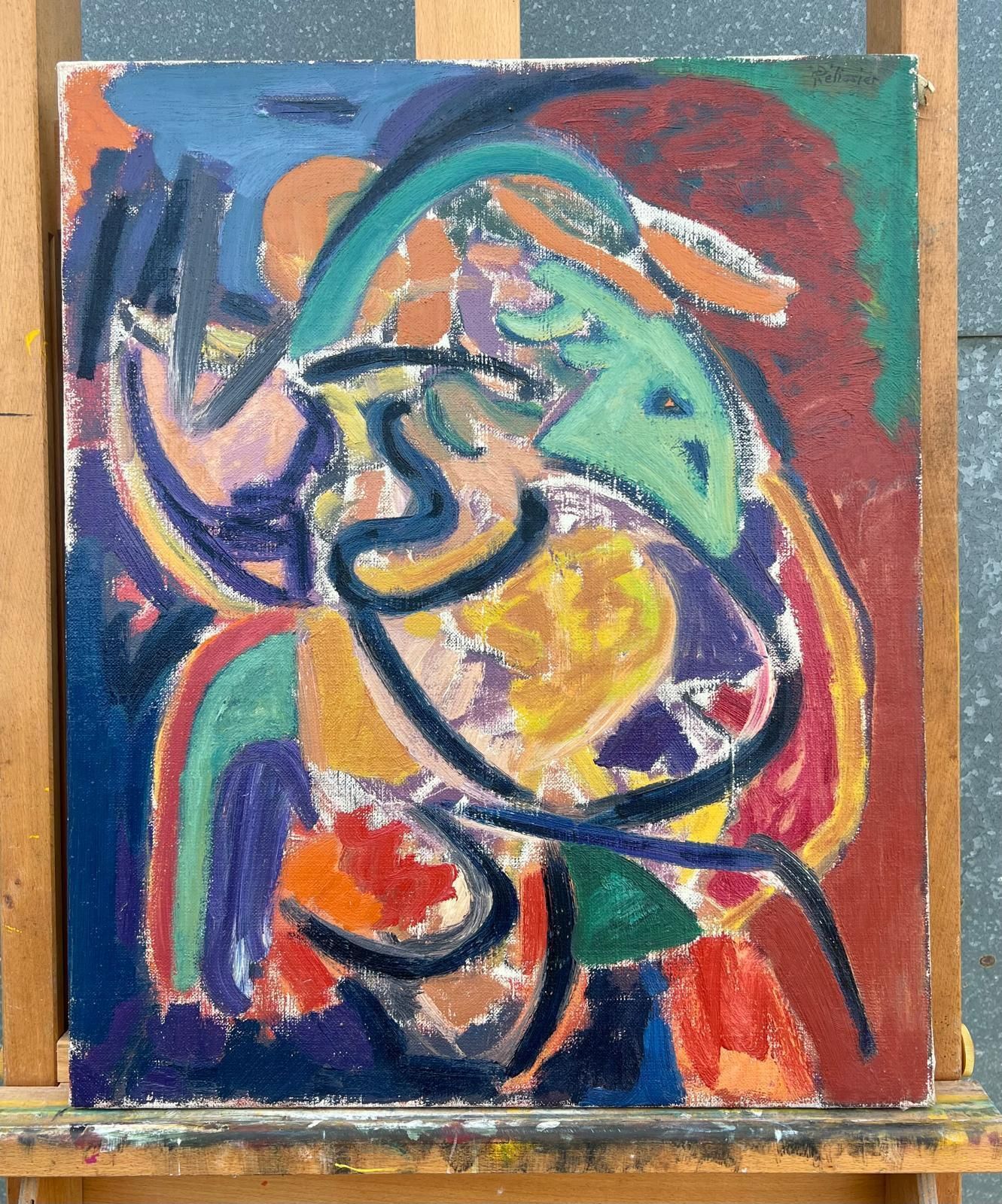 Gilbert Pelissierlarge French 20th Century Painting Vibrant Bold Colours Dynamic Shapes Abstract20th Century photo for sale