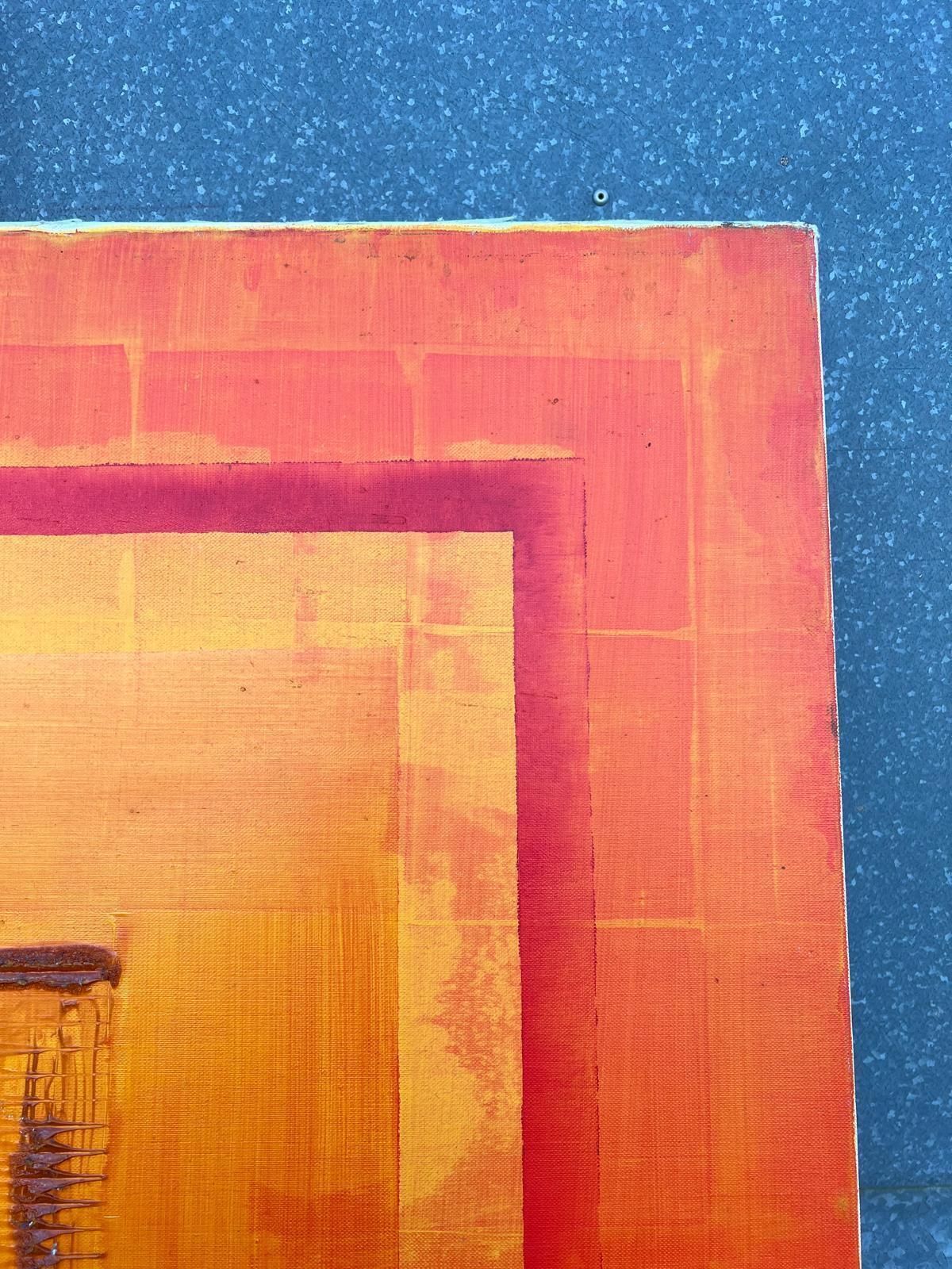 Jacques Coulais (1955 2011)very Large French Expressionist Abstract Original Painting Bright Orange Colors20th Century photo 1223.0