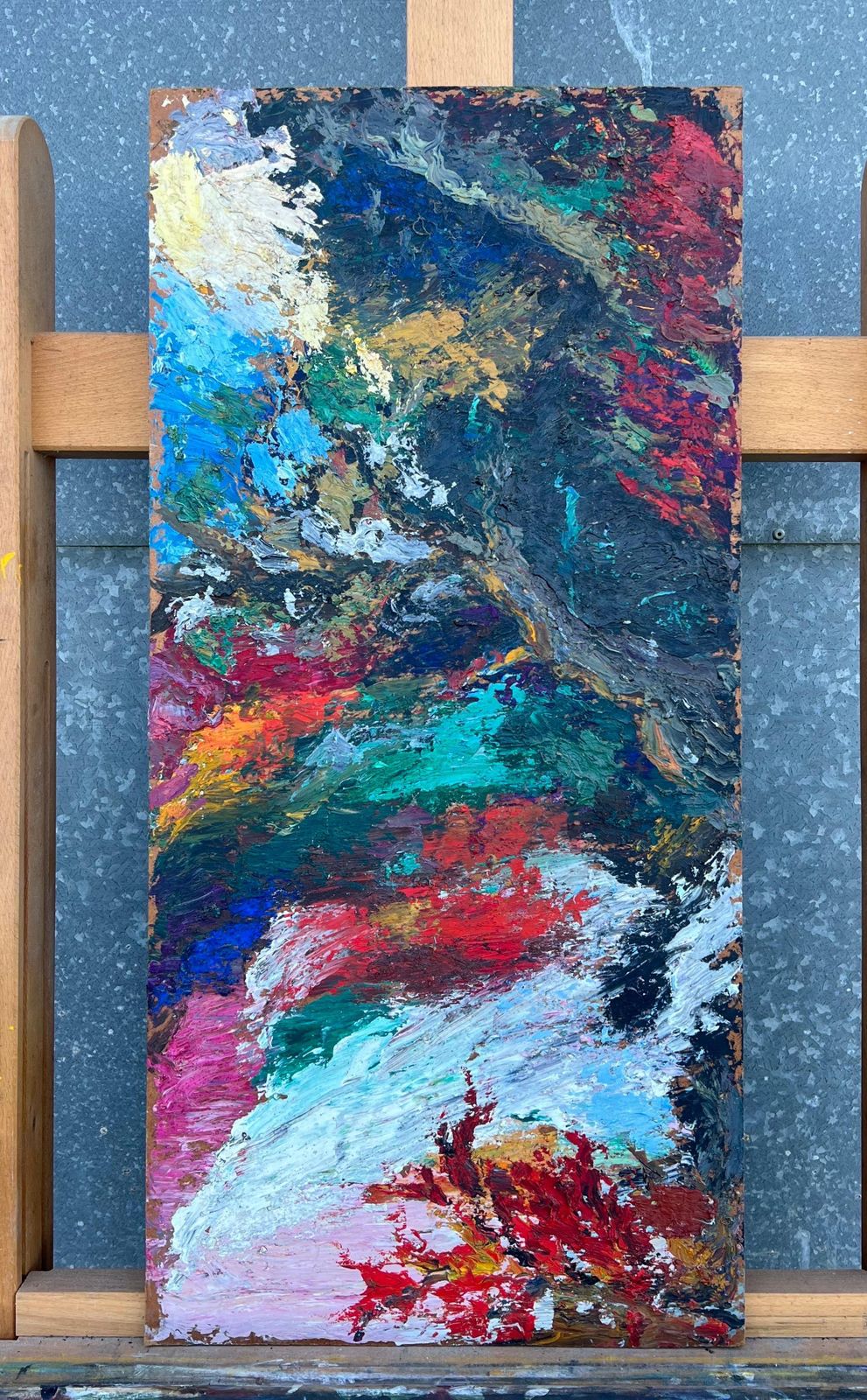 French Cubist 1950's1950's French Thick Impasto Oil Painting Abstract Bold Textures Vibrant Colours1950's photo furniture