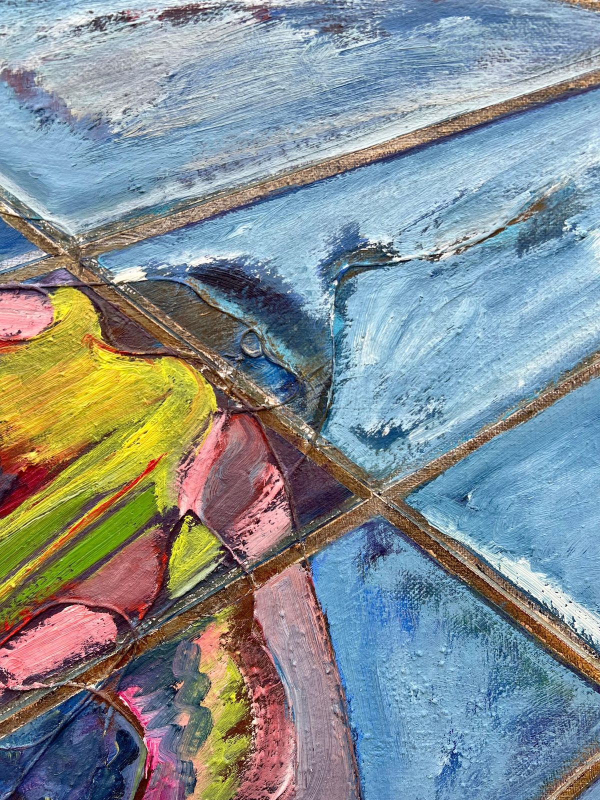 Gilbert Pelissierfrench 20th Century Abstract Interwoven Hues On Tiled Landscape Vibrant photo Art