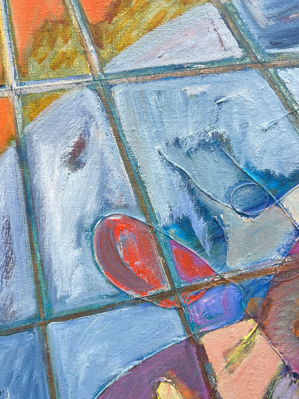 Gilbert Pelissierfrench 20th Century Abstract Interwoven Hues On Tiled Landscape Vibrant photo vinterior