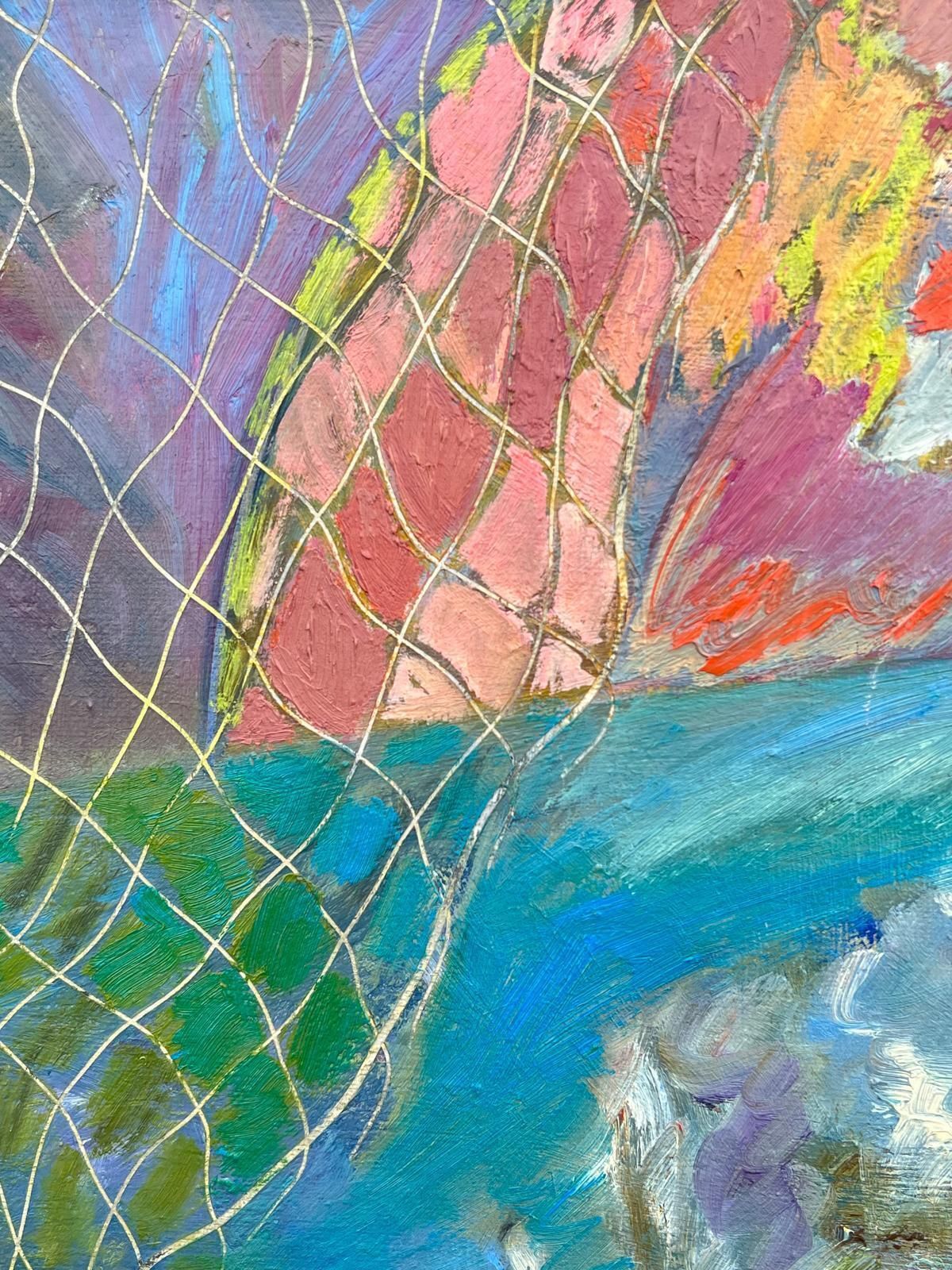 Gilbert Pelissierhuge French 20th Century Painting Sunlit Sea And Netting Over Abstract1984 photo vinterior