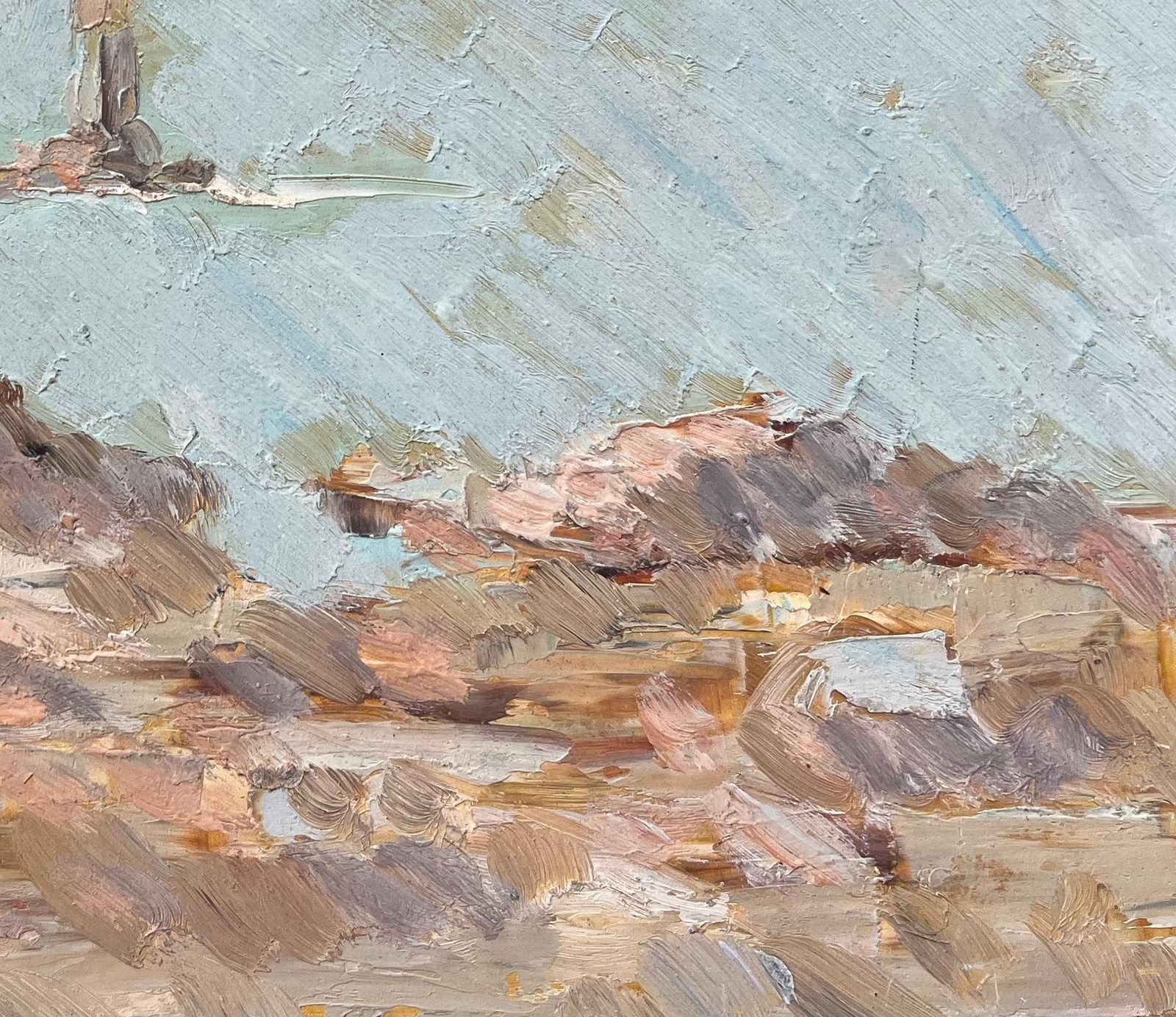 Fanch Lelfrench Impressionist Oil Painting Of A Coastal Lighthouse photo Art