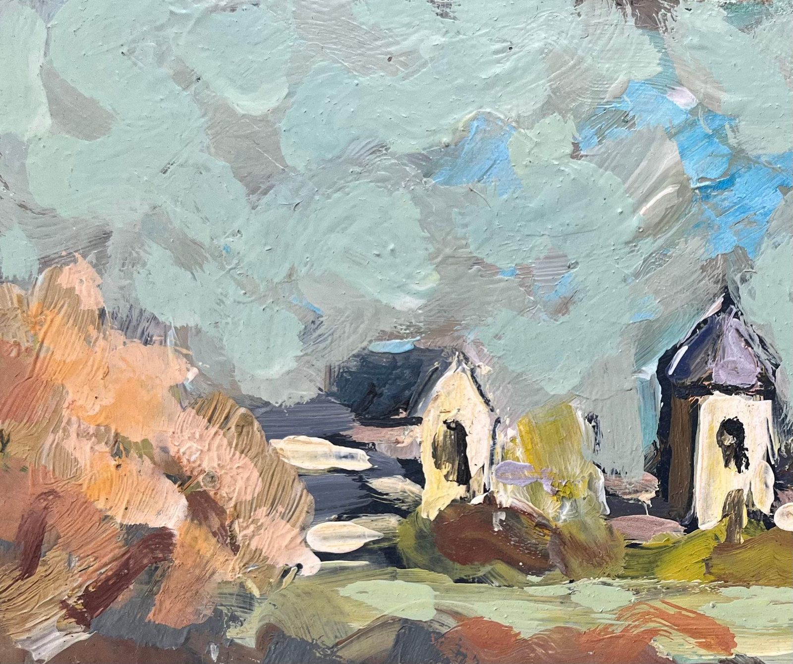 Fanch Lelfrench Impressionist Oil Painting Of Riverside Scene In Guînes, Northern France1997 photo Art