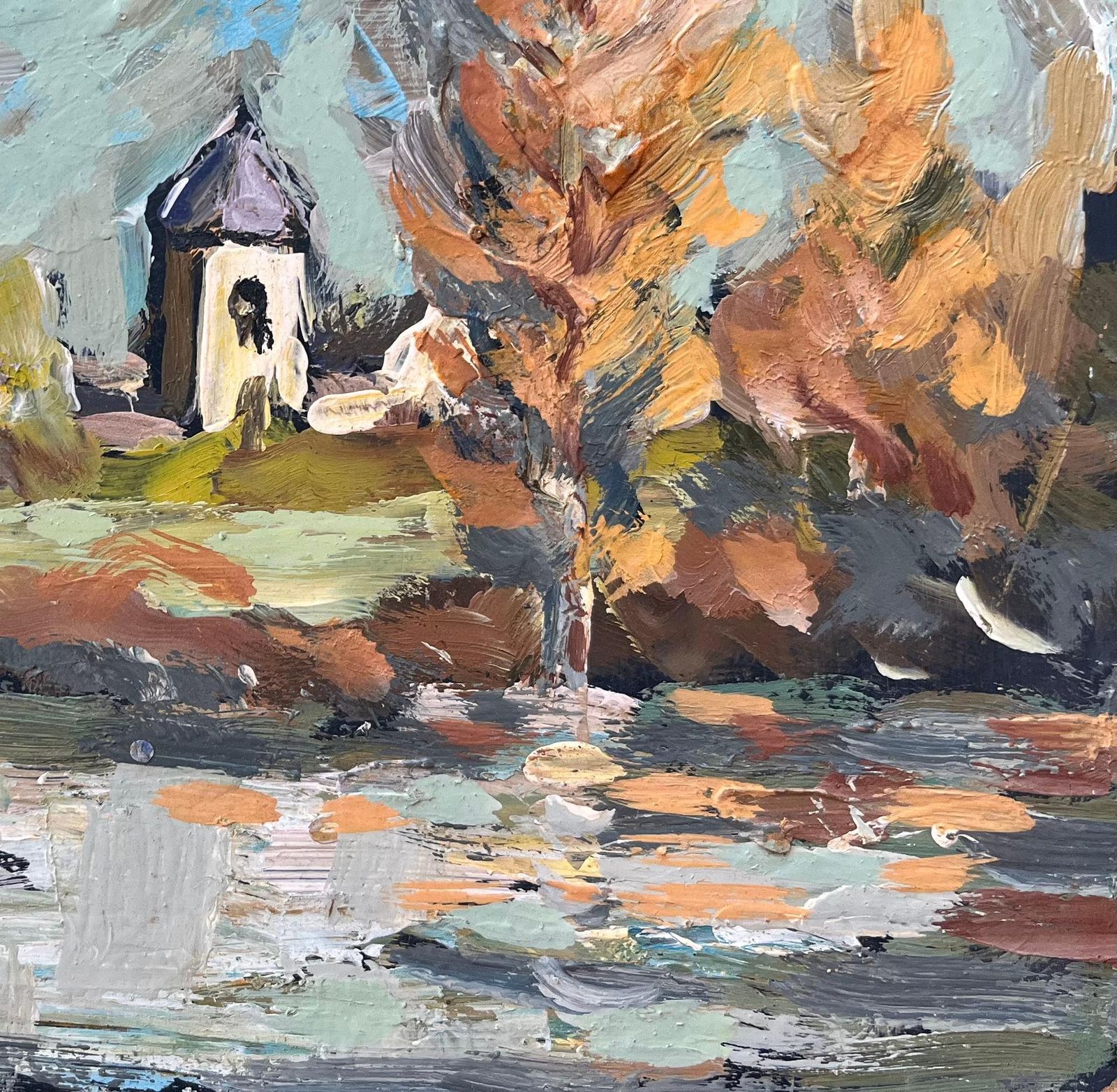 Fanch Lelfrench Impressionist Oil Painting Of Riverside Scene In Guînes, Northern France1997 photo 382.0