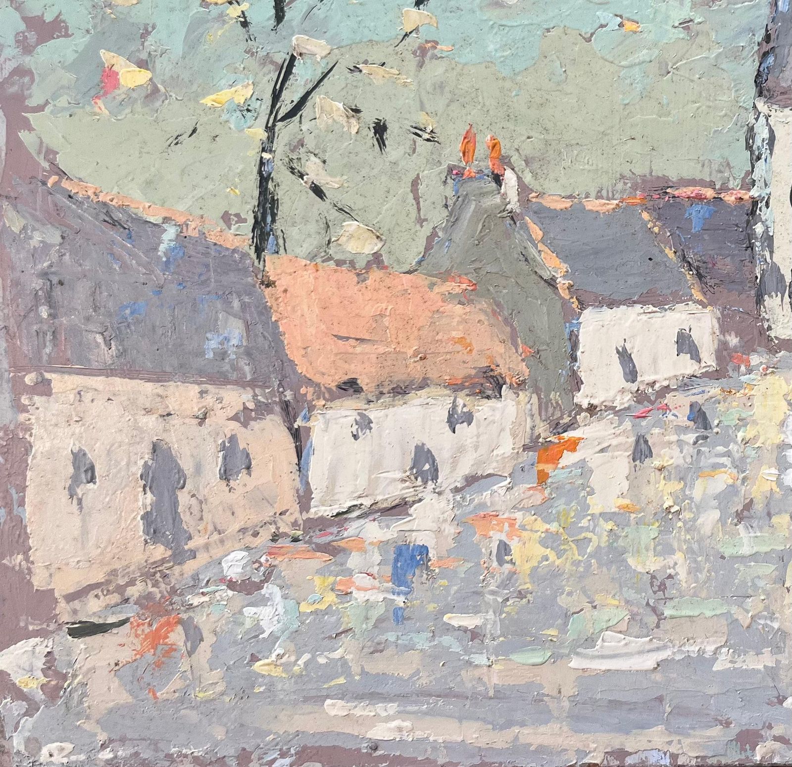 Fanch Lelfrench Impressionist Oil Painting Of Charming Village Scene With Spired Church photo 453.0