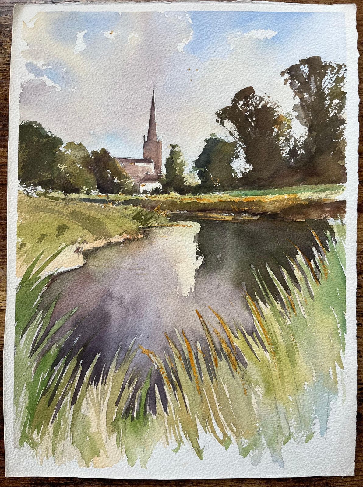 Anthony Averybritish Original Watercolor Of Church By The Riverside photo furniture