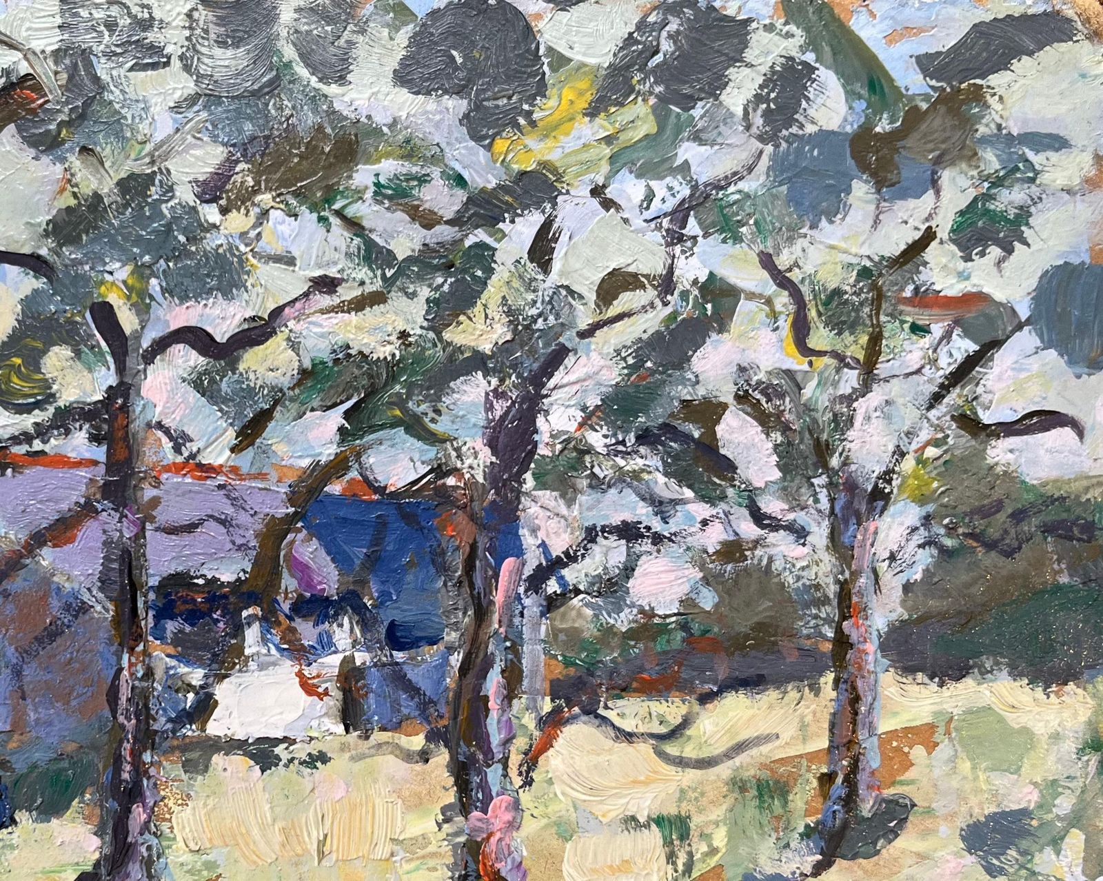 Fanch Lelfrench Impressionist Oil Painting Of Sunlit Breton Chapel With Figures2007 photo vinterior