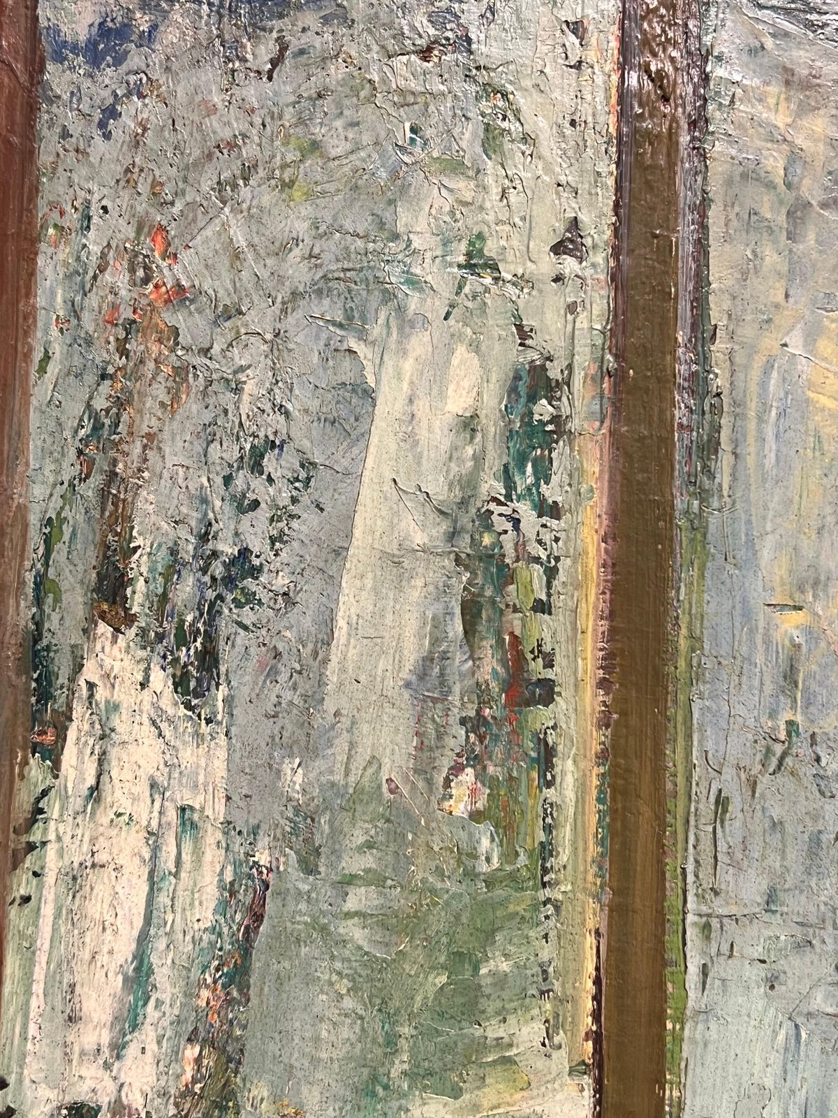 L Bernard1950's French Modernist Portrait Of Woman By The Window Textured Oil Paintingmid 20th Century photo vinterior