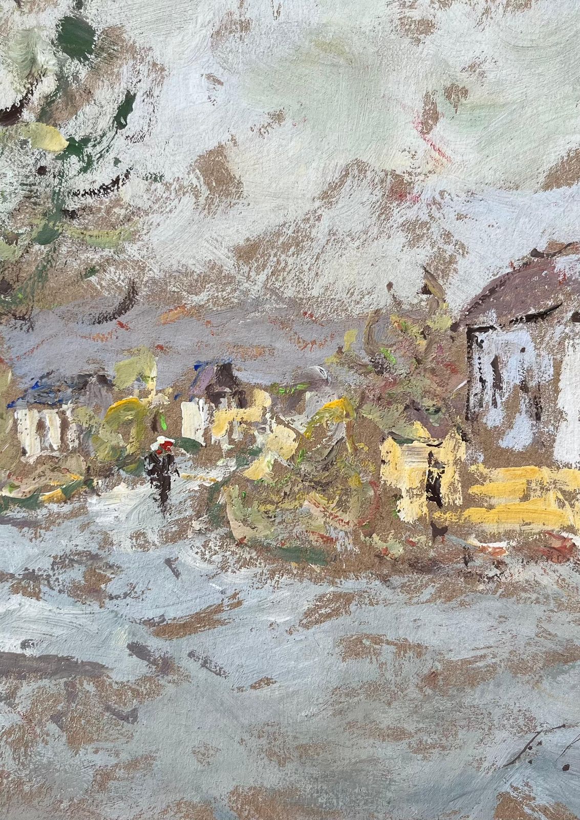 F.T Rousselimpressionist Oil Painting Of A Village Street Scene1995 photo Art